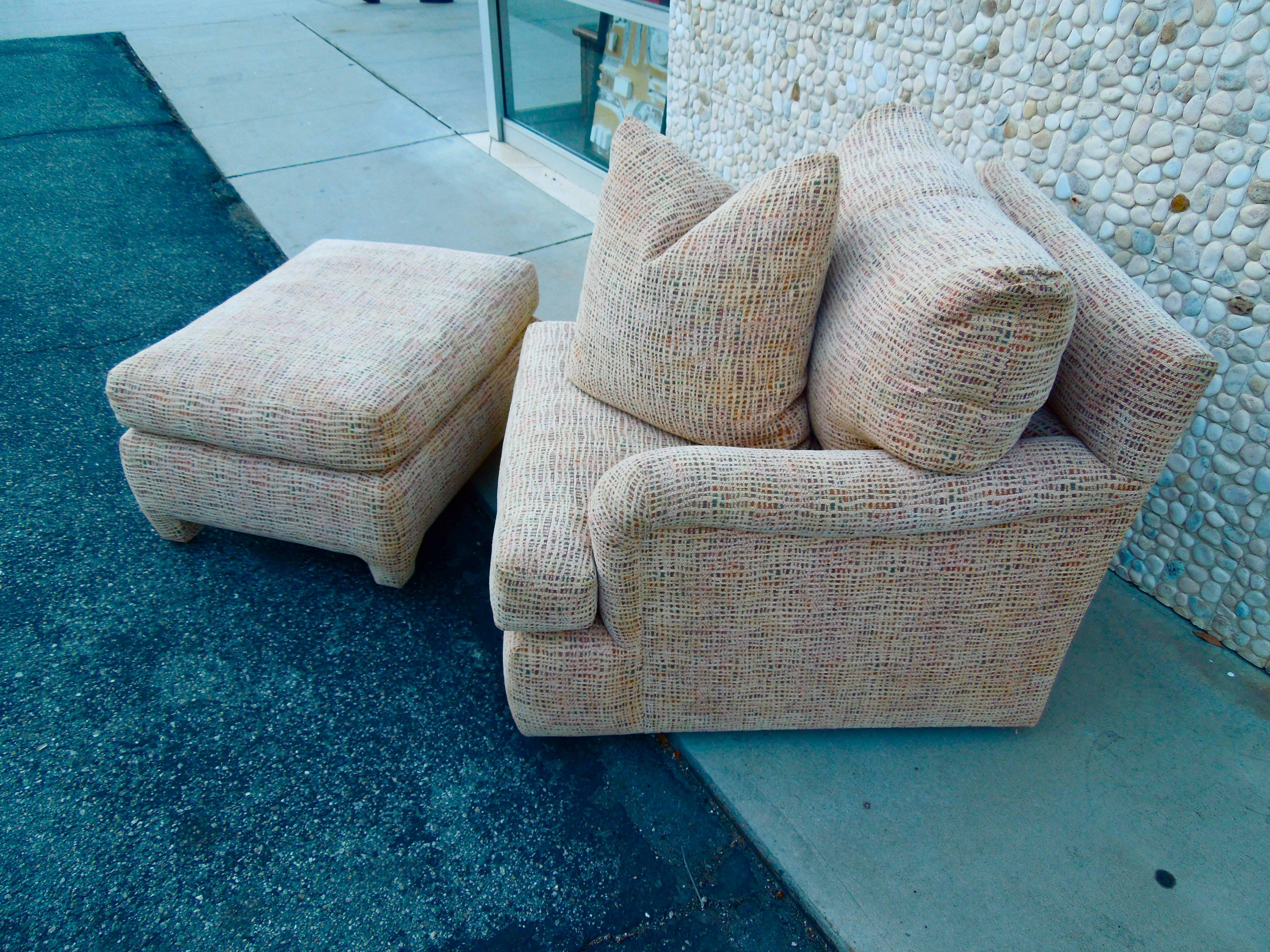 Swivel Club Chair and Matching Ottoman Designed by Gina B In Excellent Condition In Palm Springs, CA