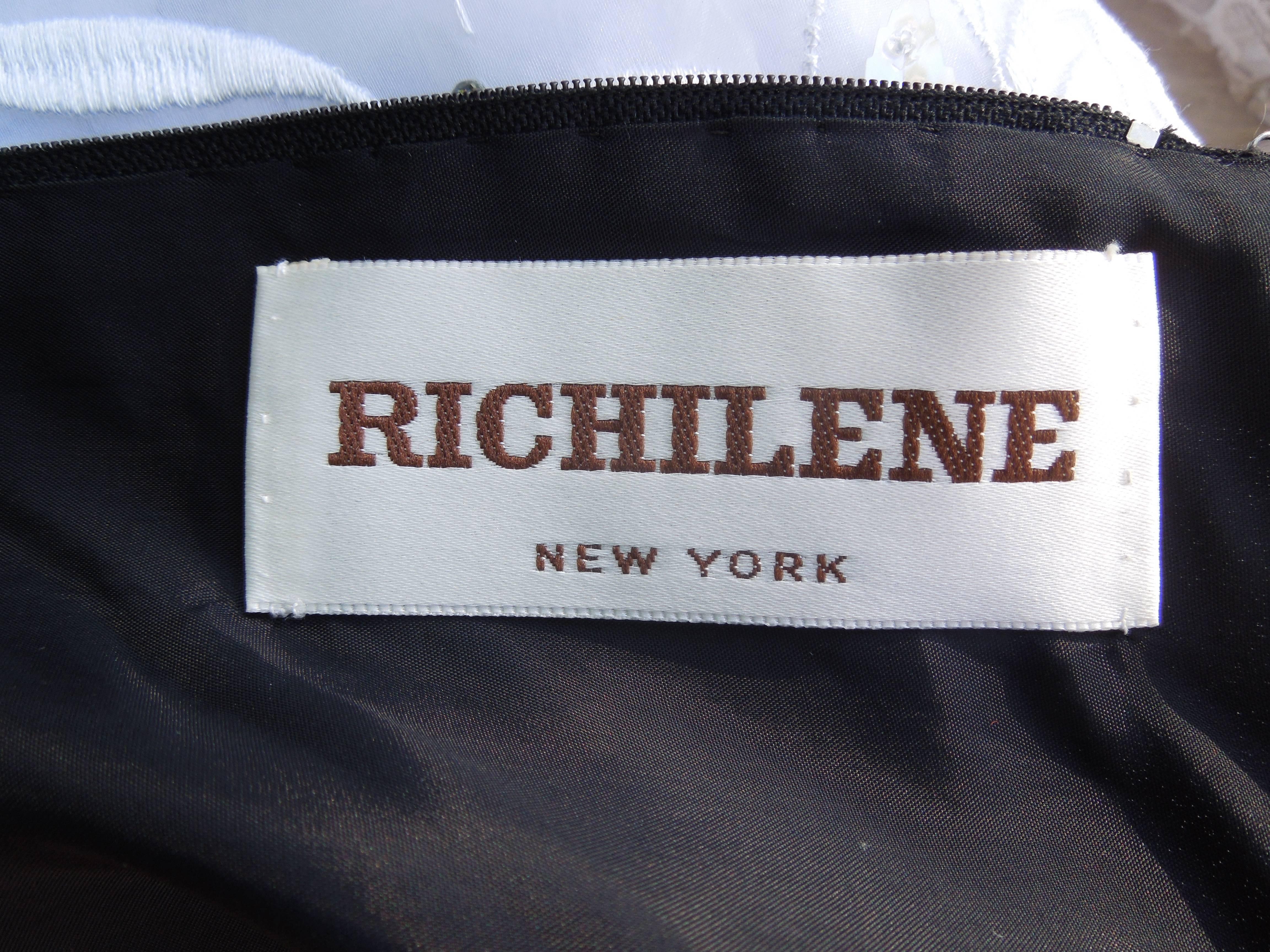 Modern Richilene New York Beaded Organza Sleeve Black Crepe Evening Dress