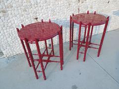 Pair of Mid-Century Cinnabar Lacquer Side Tray Tables