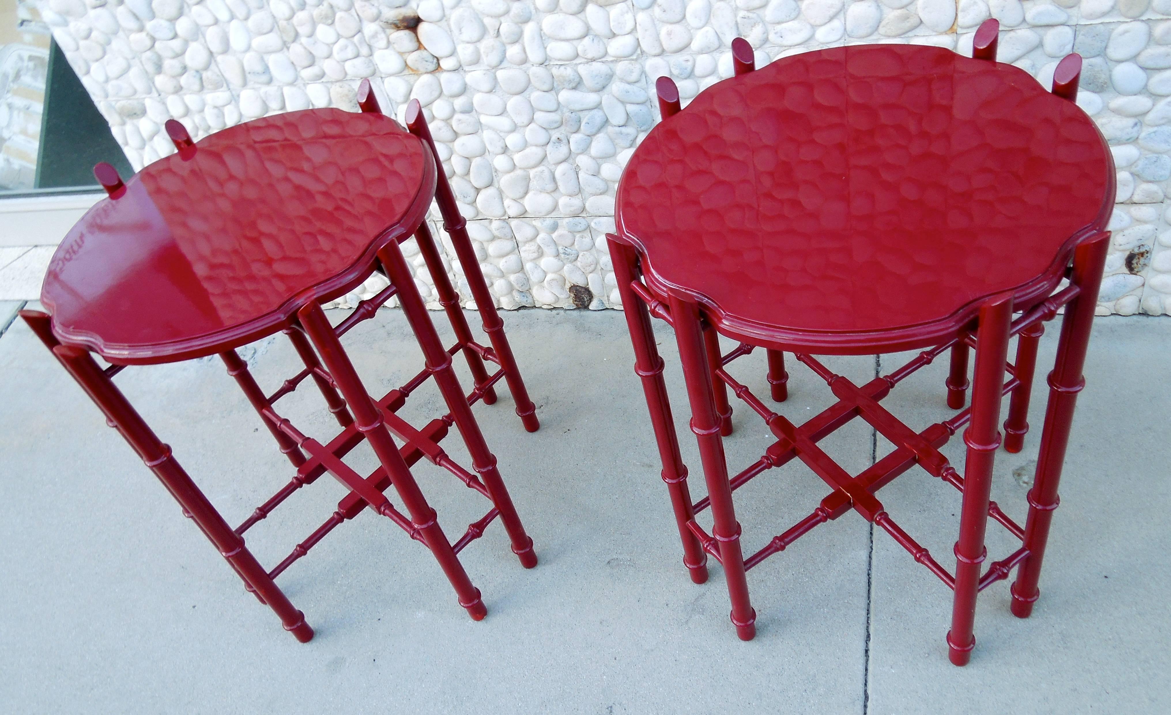 Unknown Pair of Mid-Century Cinnabar Lacquer Side Tray Tables