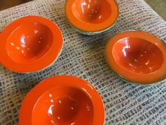 Set of Six Rare Mid-Century Italian Cantaloupe Bowls by Langbein