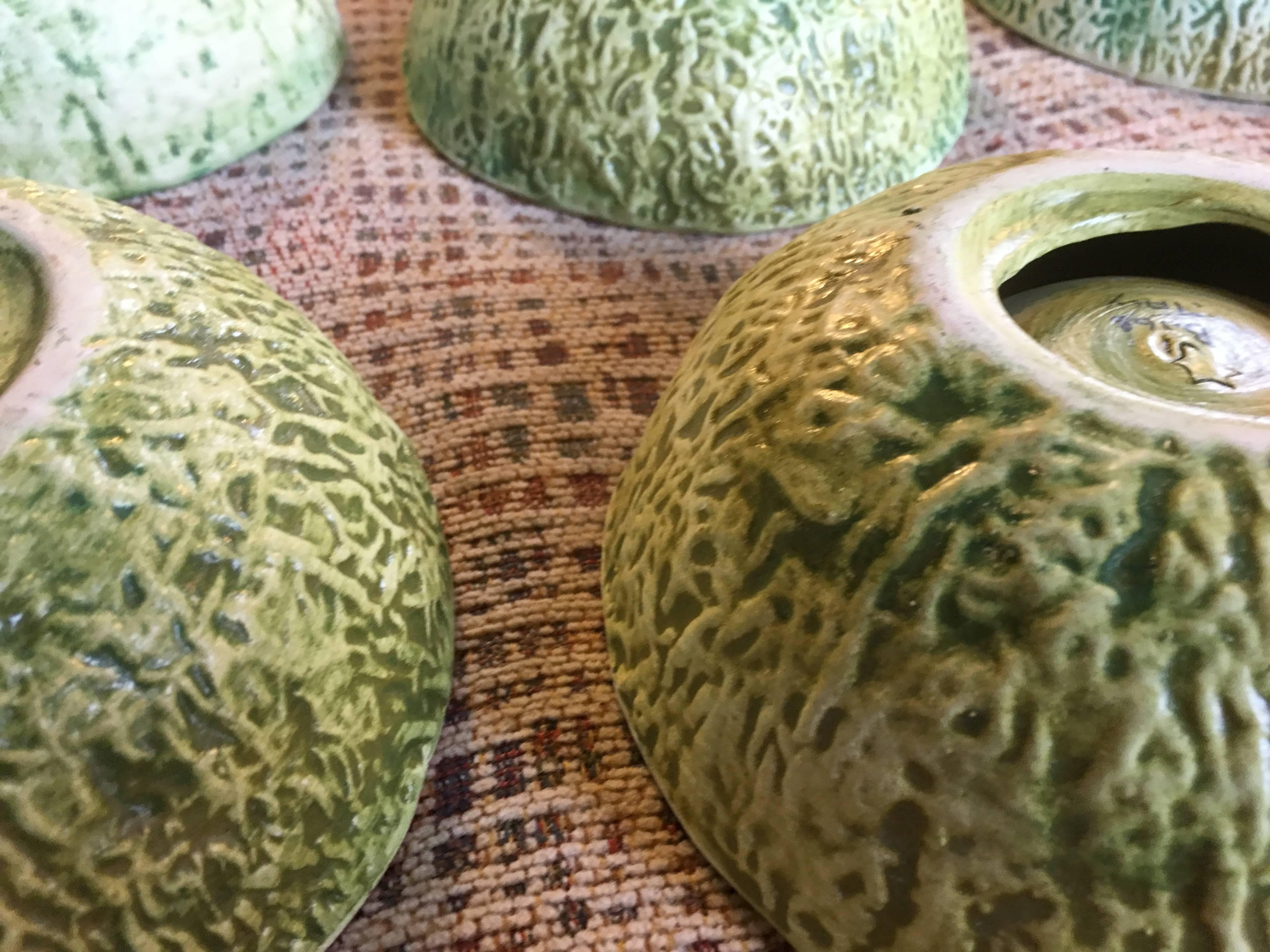 Set of Six Rare Mid-Century Italian Cantaloupe Bowls by Langbein 1
