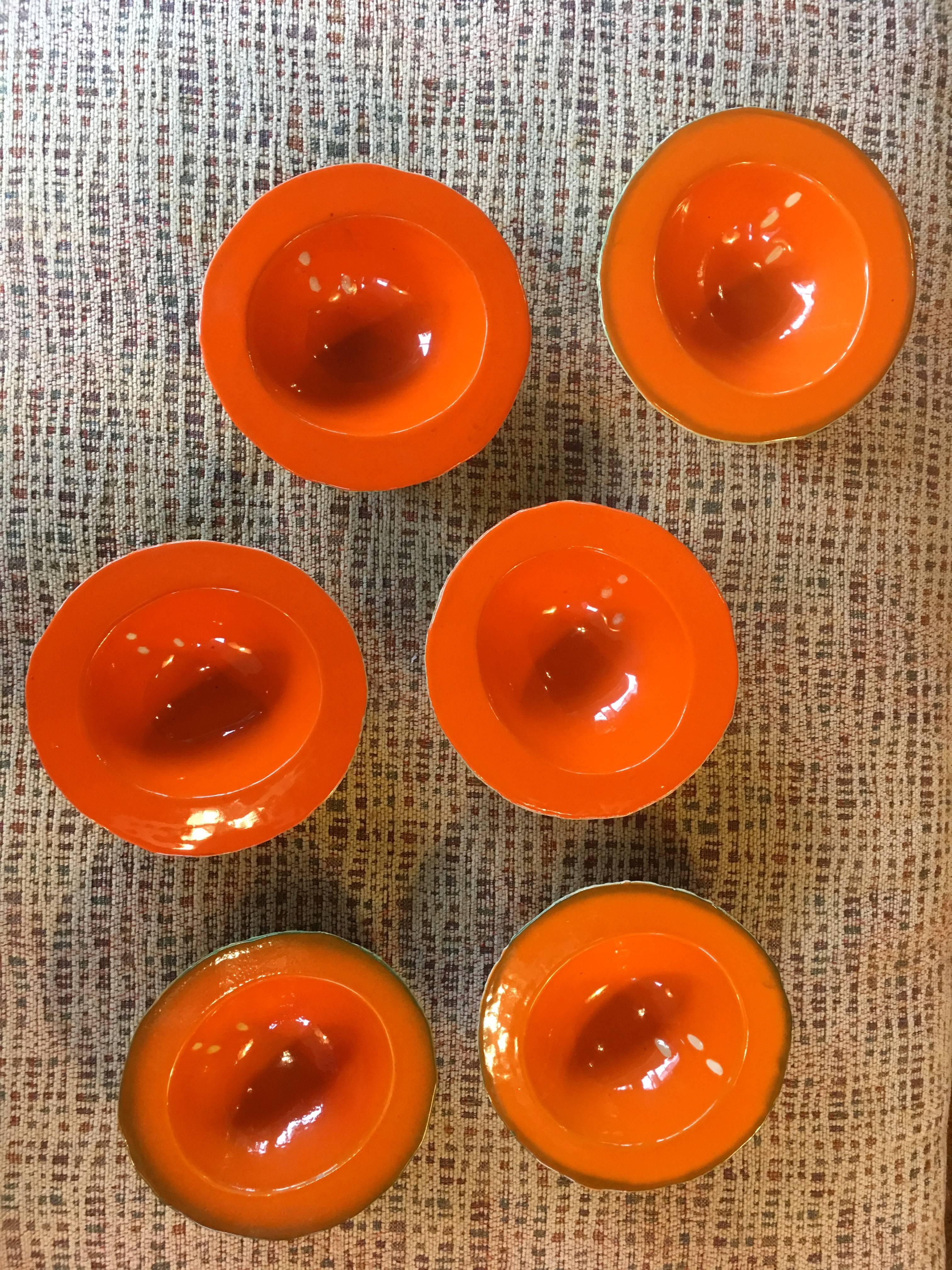 Set of Six Rare Mid-Century Italian Cantaloupe Bowls by Langbein 3