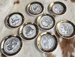 Set of Eight Never Used Bucciarelli Milano Coasters in Roman Empire Design