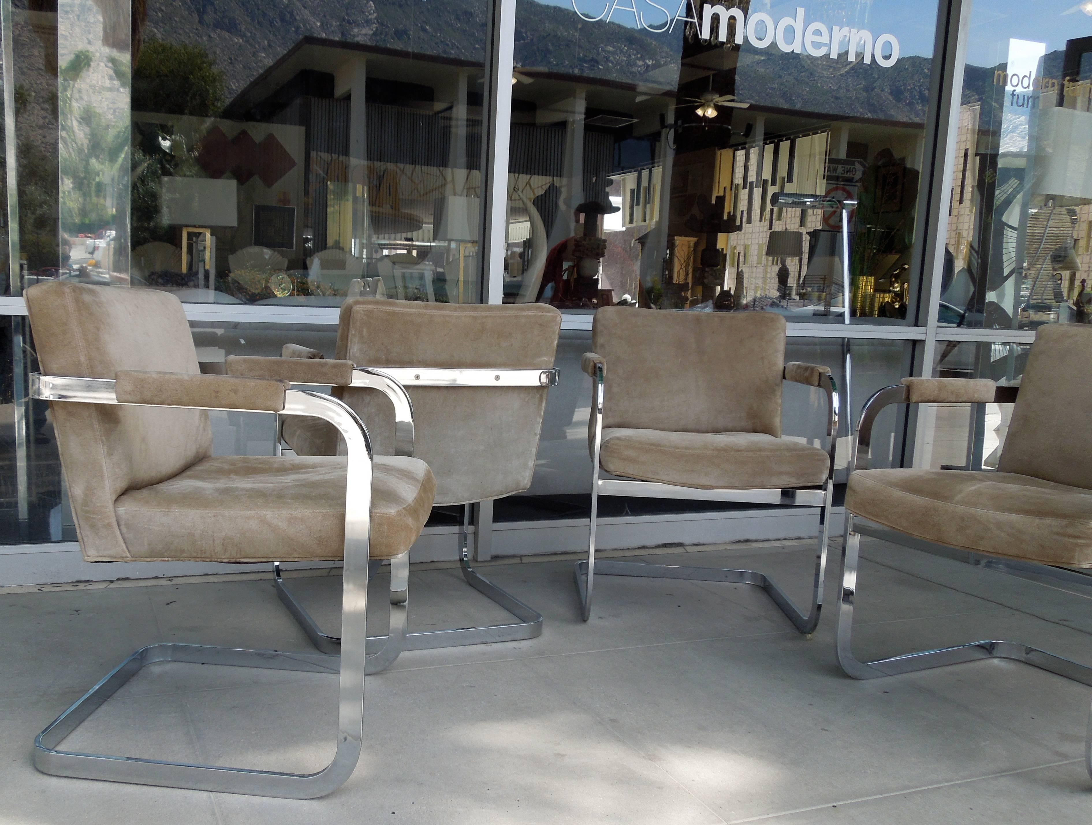 Modern Rare 1970s Set of Four Milo Baughman for Thayer Coggin Suede Game Chairs