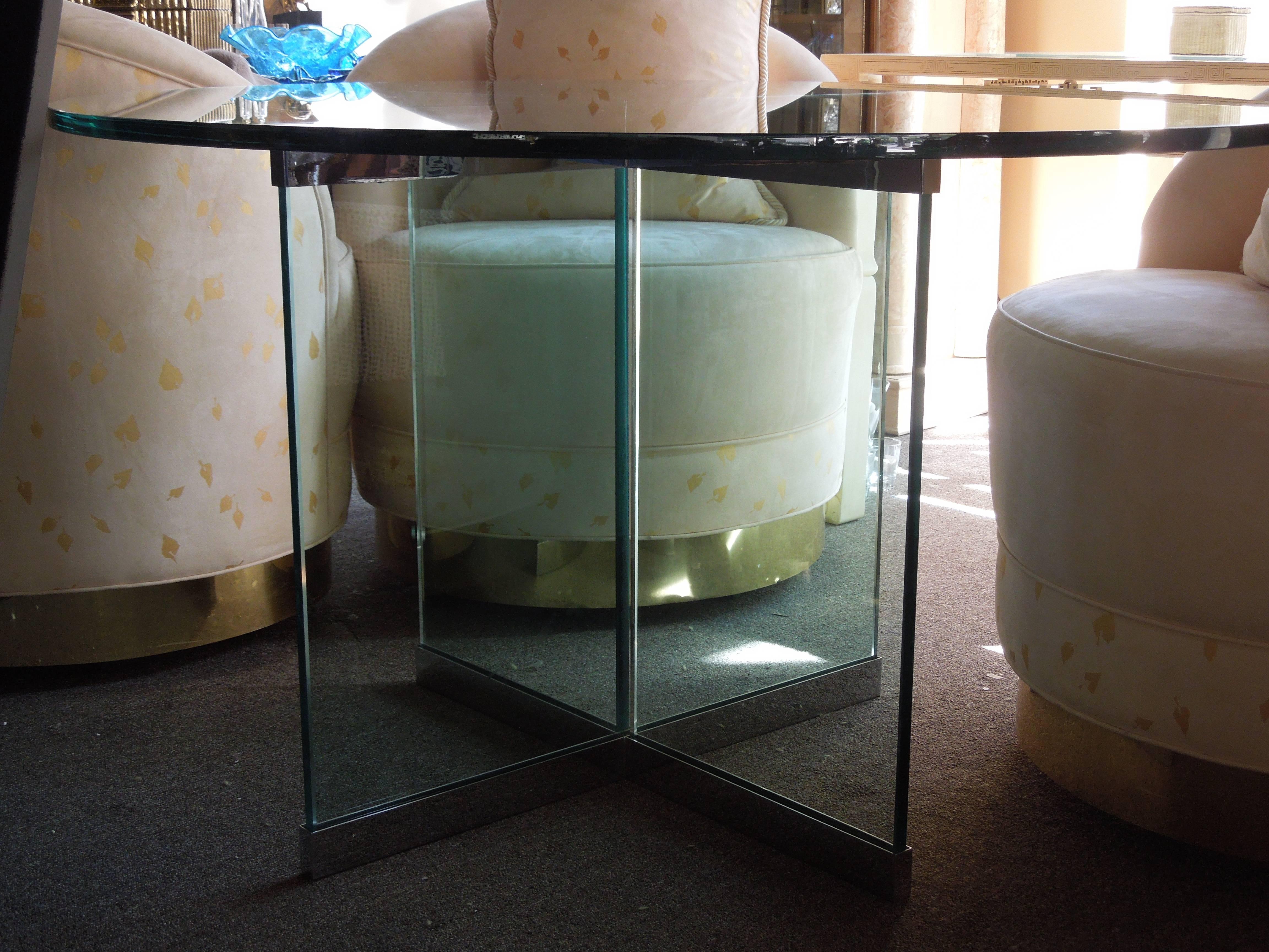 1970s Pace Thick Glass and Chrome Architecturally Modern Game/Dining Table In Excellent Condition In Palm Springs, CA