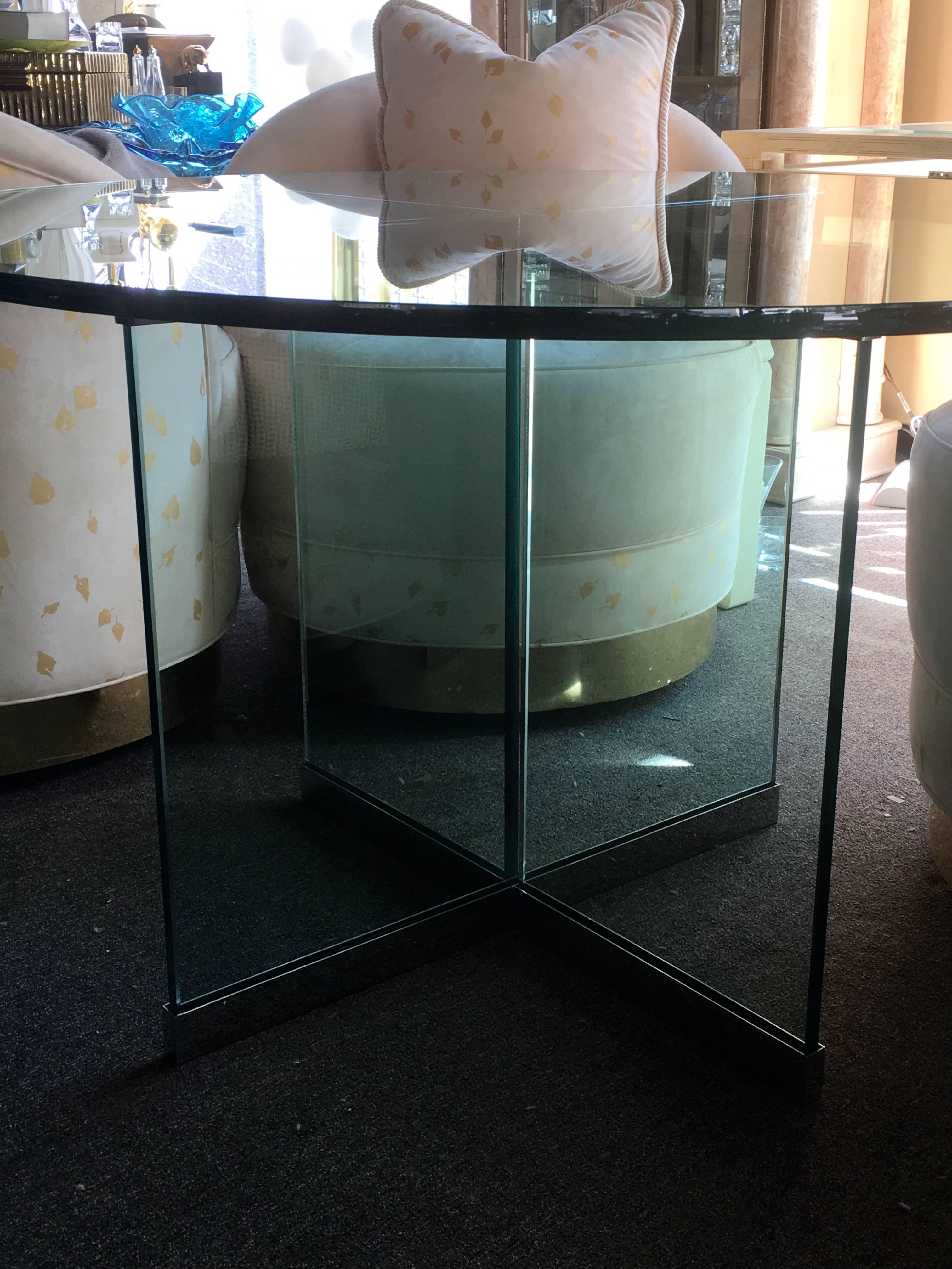 Late 20th Century 1970s Pace Thick Glass and Chrome Architecturally Modern Game/Dining Table