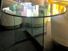 1970s Pace Thick Glass and Chrome Architecturally Modern Game/Dining Table