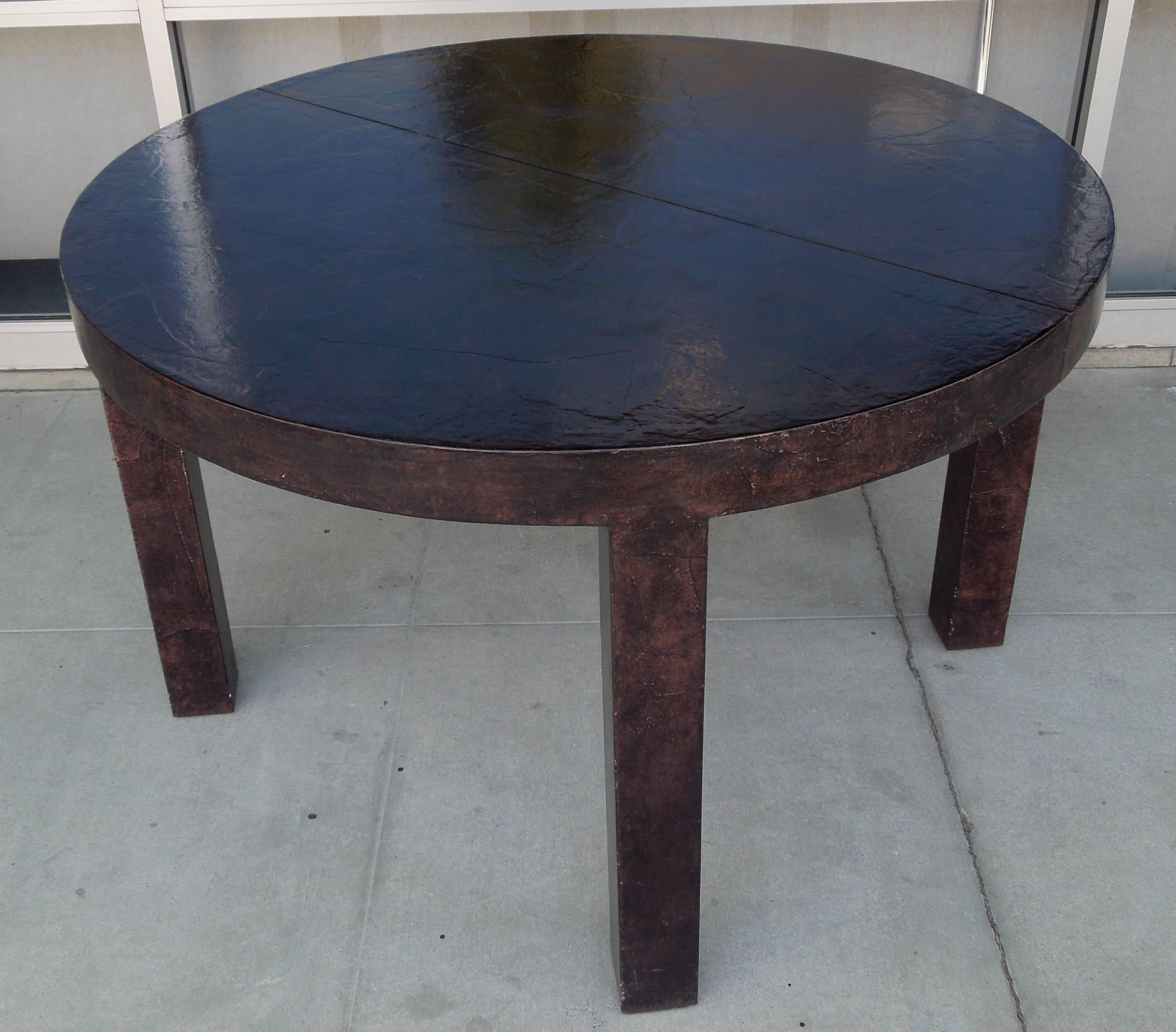 Gorgeous Brown Parchment Dining Table from Steve Chase Designed Estate In Excellent Condition In Palm Springs, CA