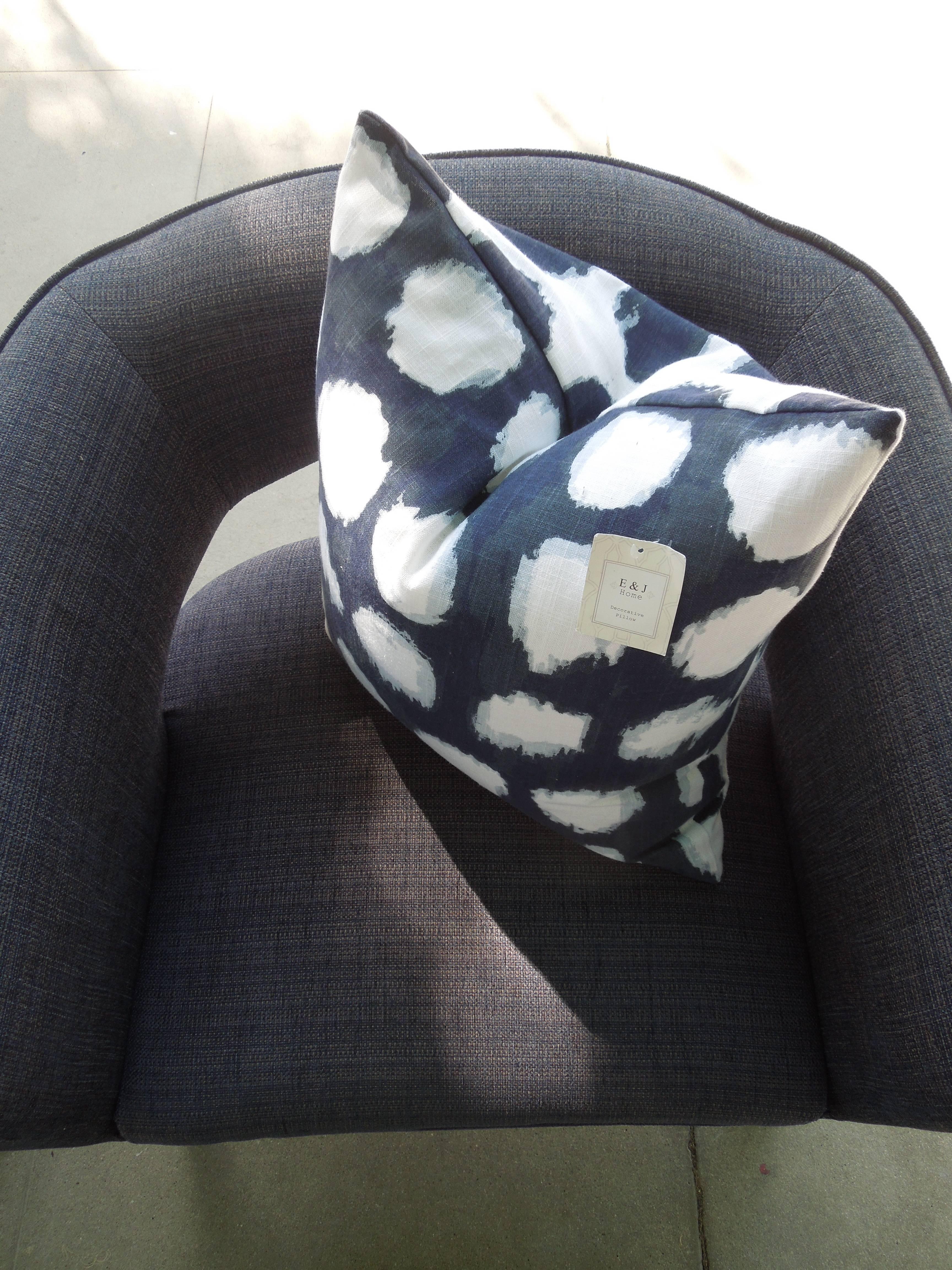American Pair of Modern Indigo Linen Club Chairs