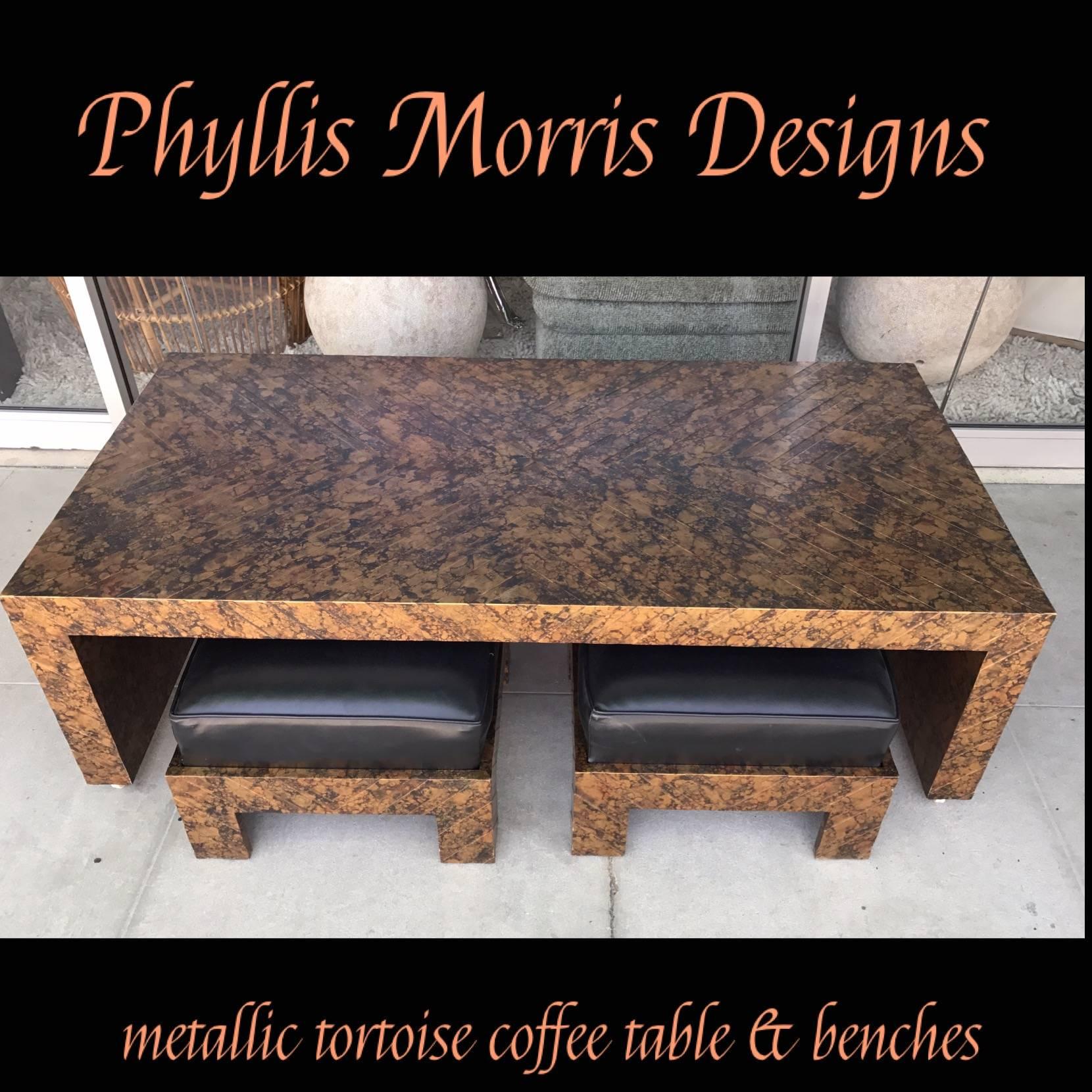 American Vintage Phyllis Morris Beverly Hills Original Coffee Table and Matching Benches