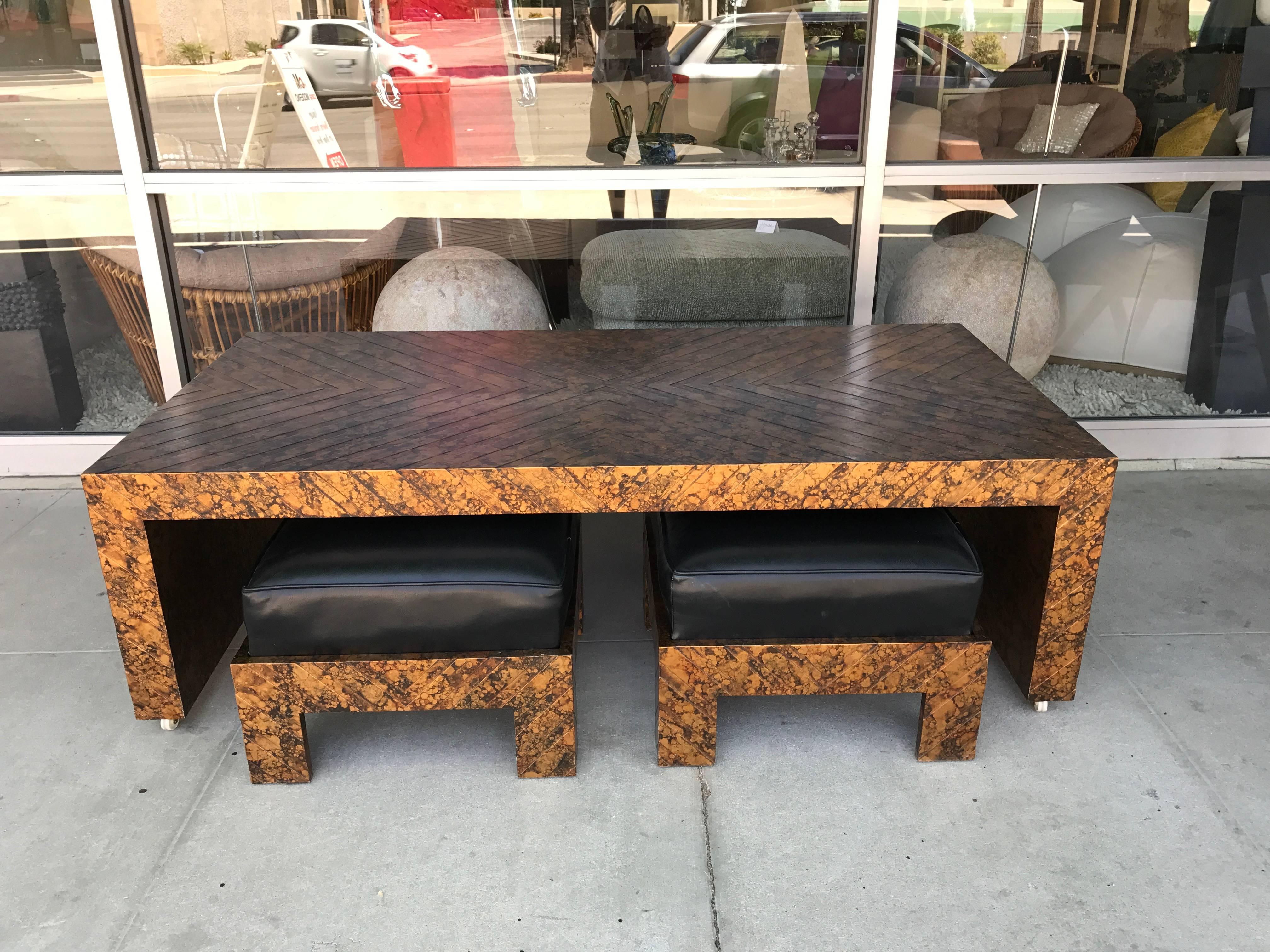 Late 20th Century Vintage Phyllis Morris Beverly Hills Original Coffee Table and Matching Benches