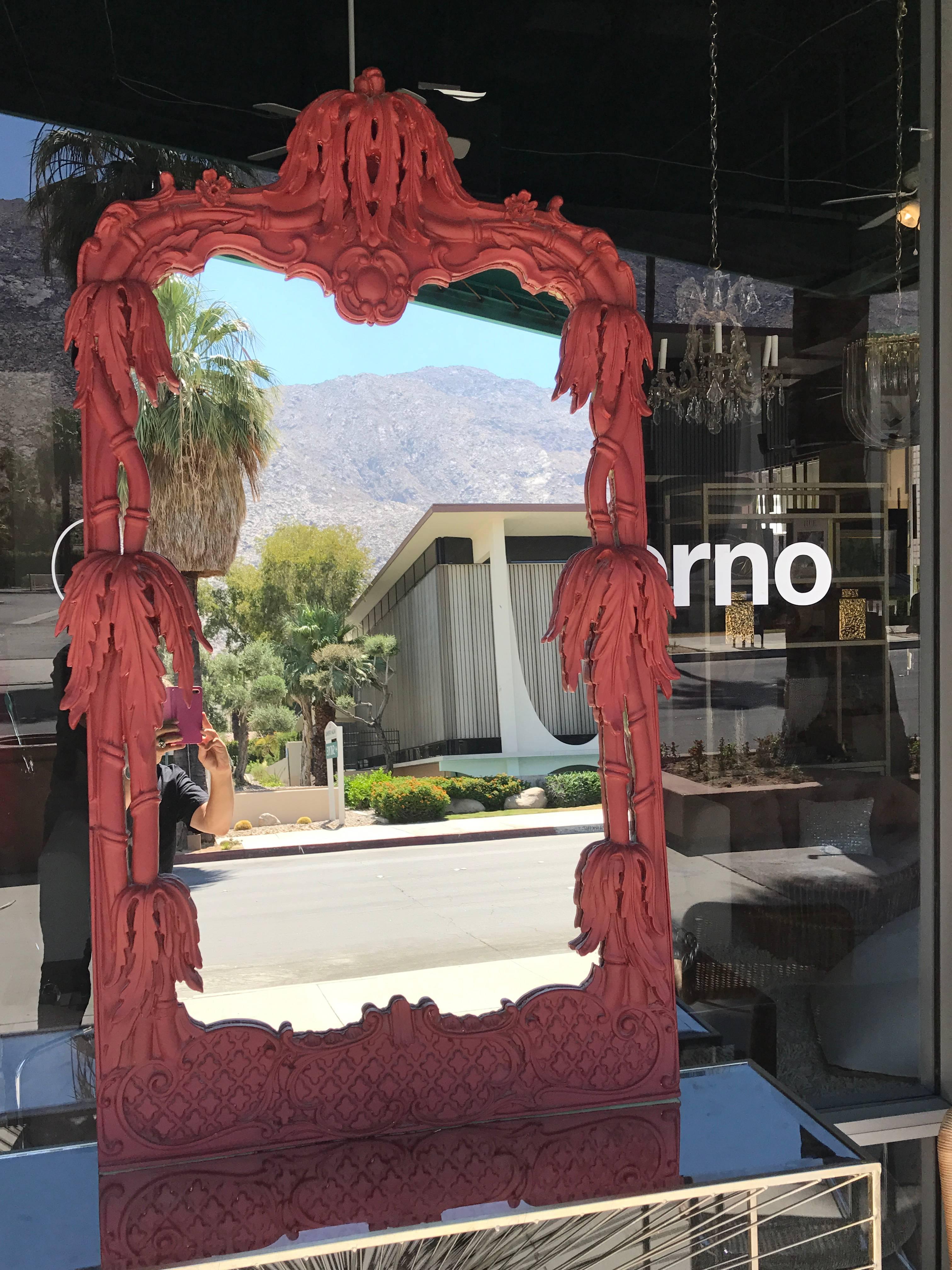 This very special statement mirror is very much in the Hollywood Regency/chinoiserie style of William "Billy" Haines". It came from a amazing Palm Springs Estate filled with gorgeous, all high end furniture and art. I was told it was