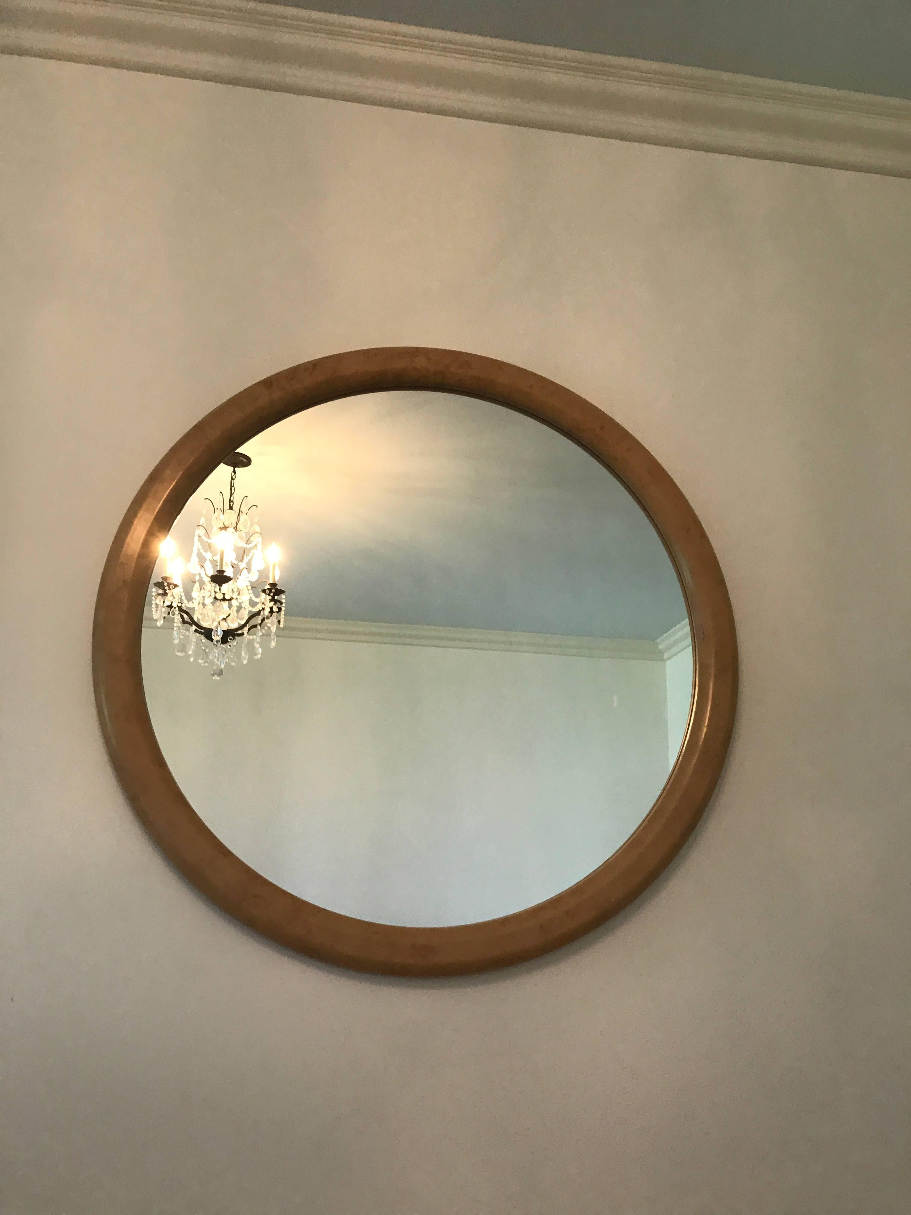American Round Faux Goatskin Lacquer Mirror from Custom-Made Master Bedroom Suite