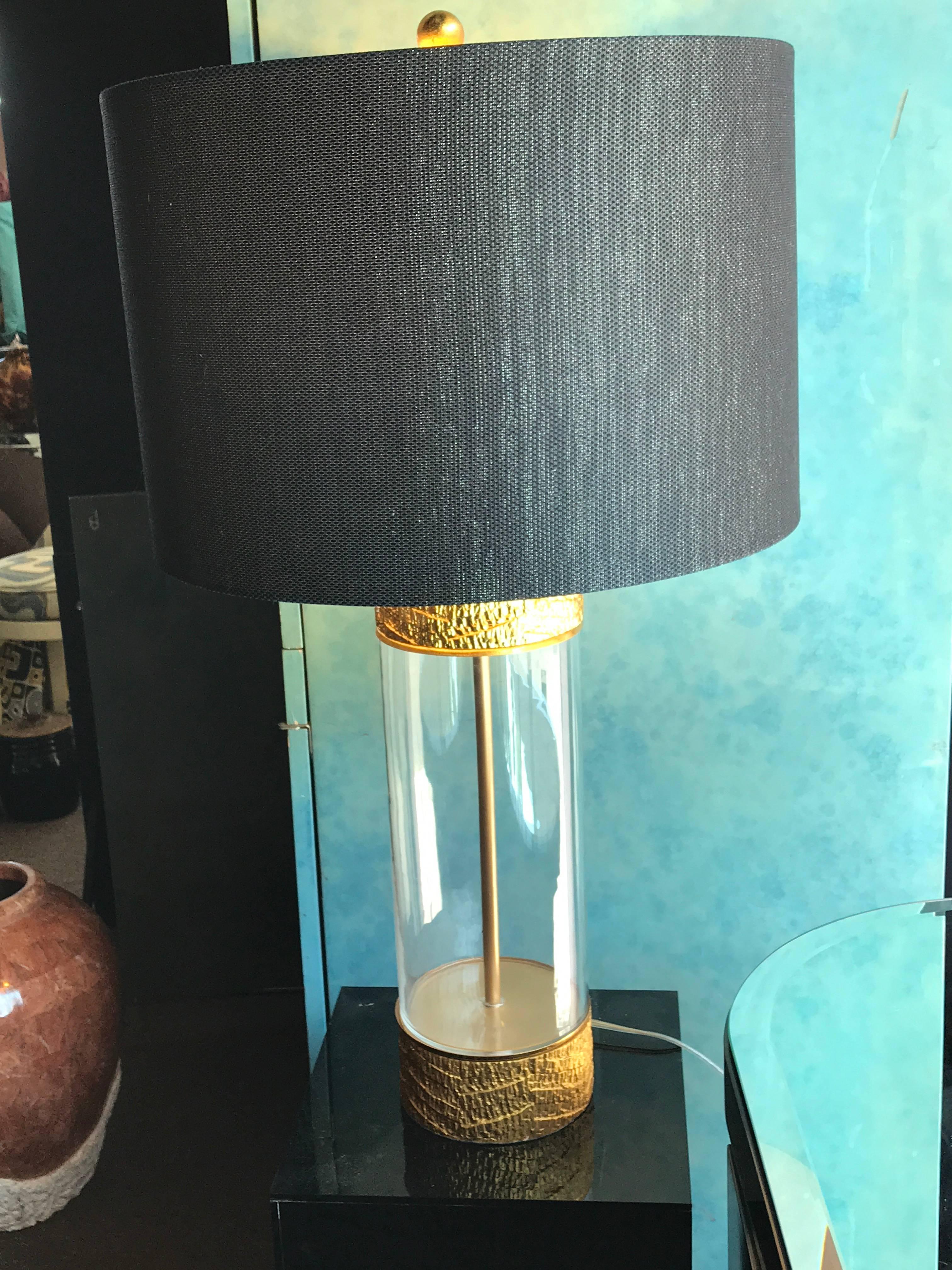 Pair of Very Chic Gold, Glass, Modern Table Lamps in the Style of Steve Chase In Excellent Condition In Palm Springs, CA