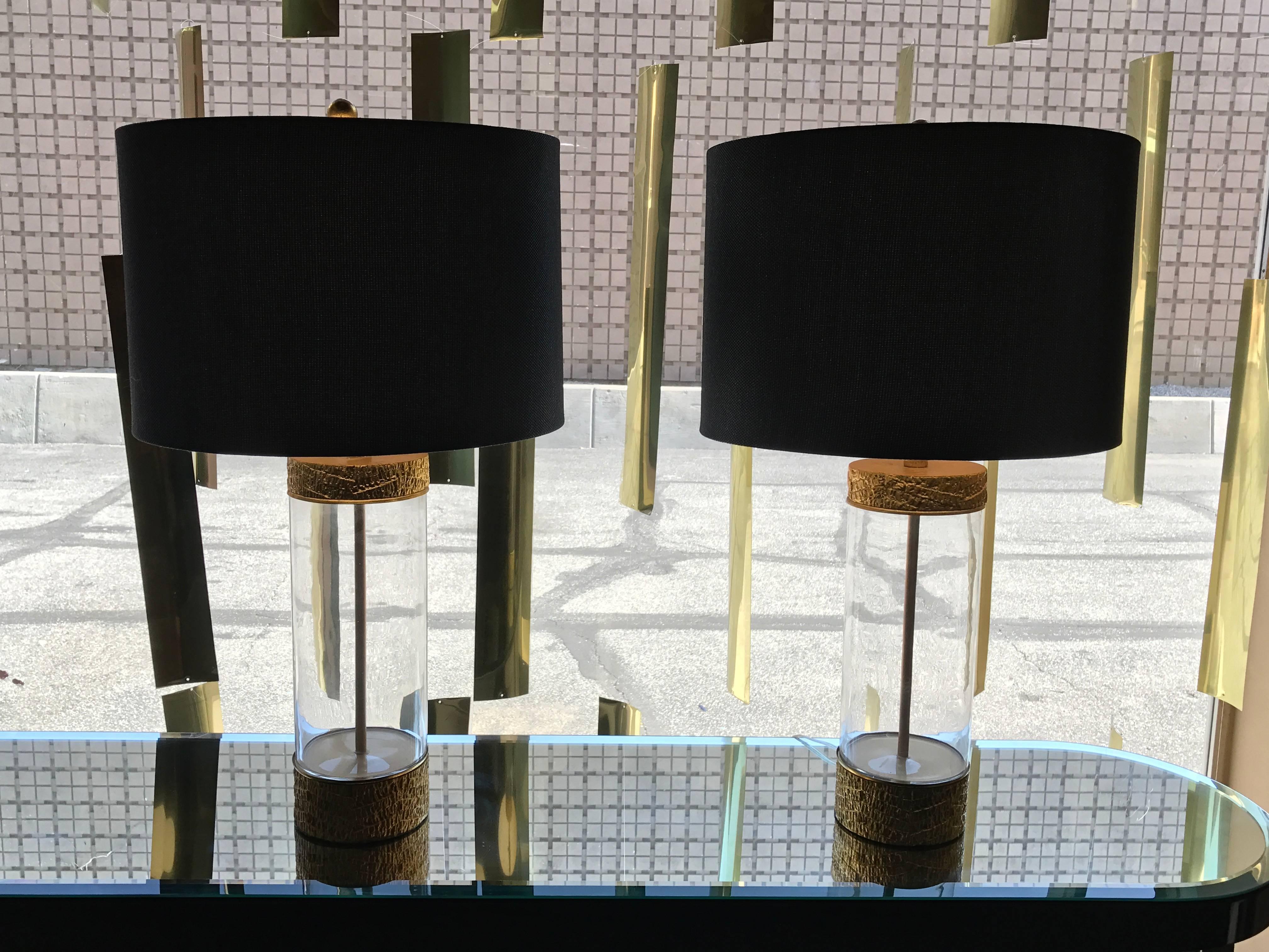20th Century Pair of Very Chic Gold, Glass, Modern Table Lamps in the Style of Steve Chase