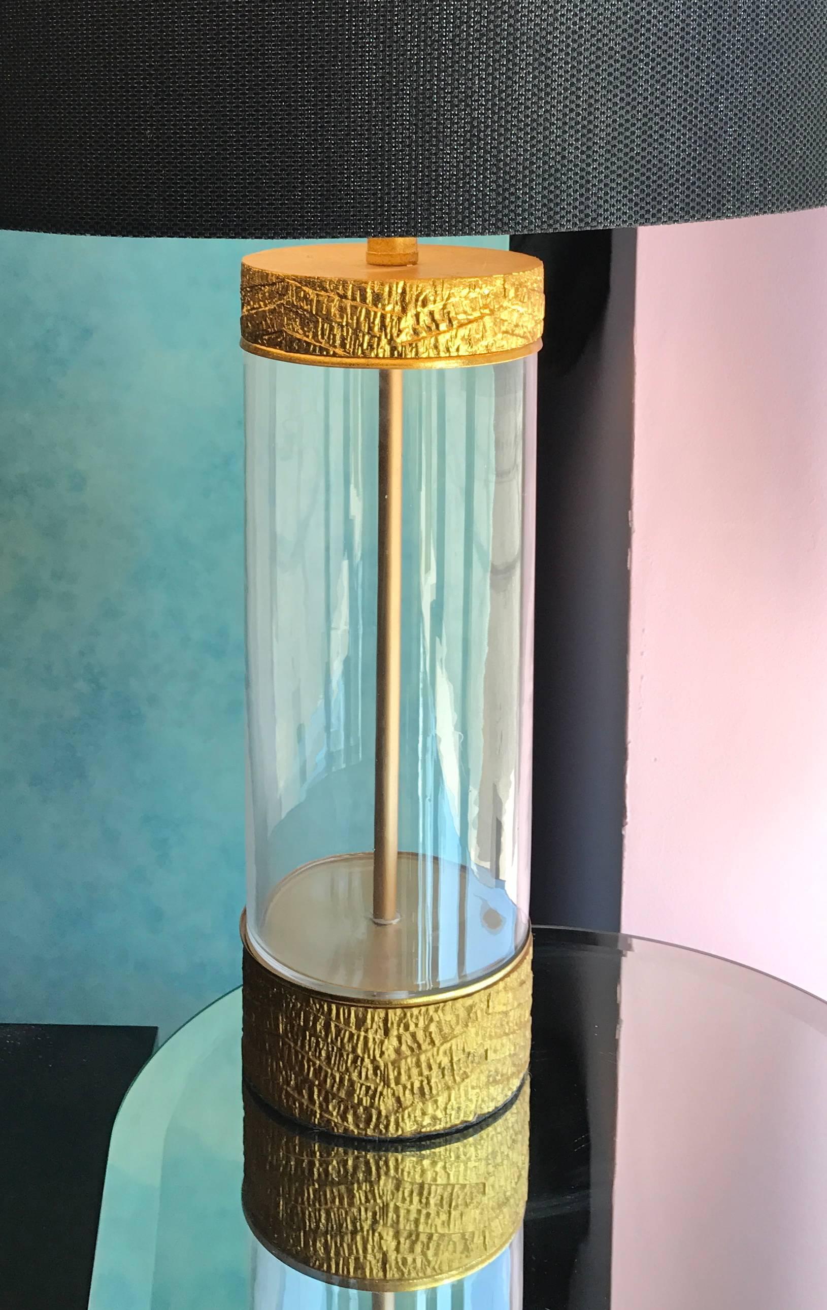 Pair of Very Chic Gold, Glass, Modern Table Lamps in the Style of Steve Chase 1