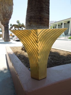 Large 1980s Modern Dolbi Cashier Brass Panther Art Deco Vase