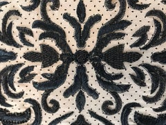 Chic Sand and Black Ultra Suede Heavily Embroidered Decorative Pillow