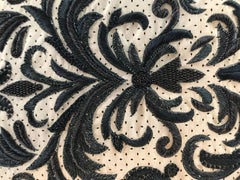 Perforated Ultra Suede Sand and Black Embroidered Decorative Pillow