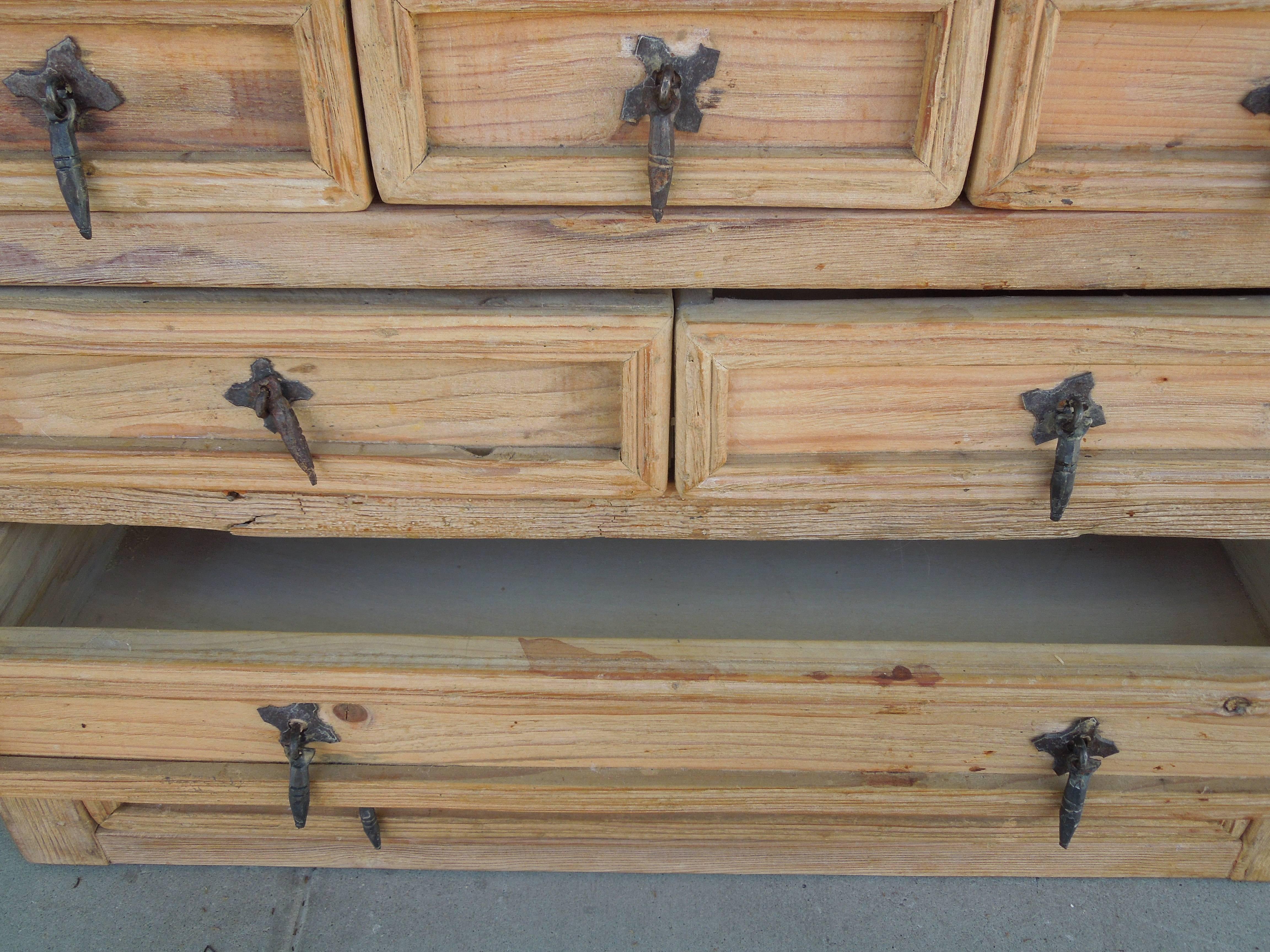 Pair of Vintage Mexican Rustico Nightstands or Cabinets with Brutalist Hardware 4
