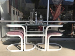 Milo Baughman for DIA Metal and Glass Modern Console Table and Bench Set