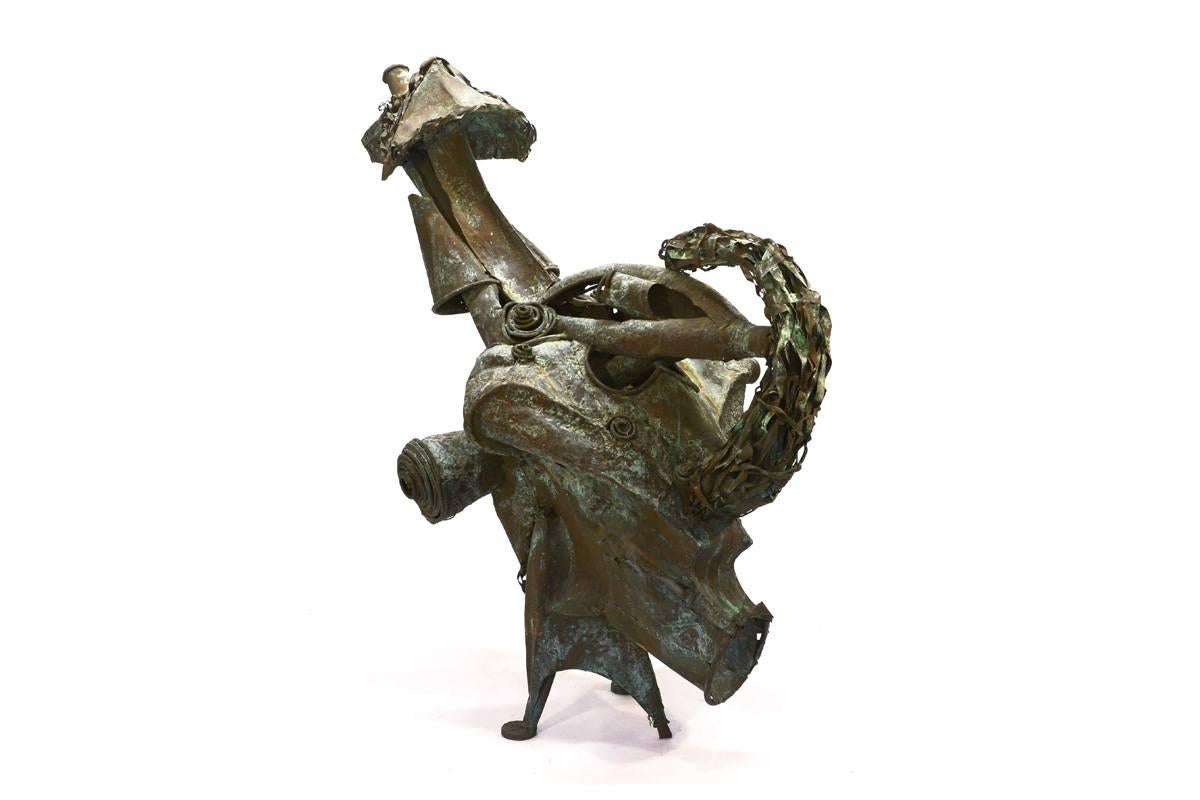 20th Century Monumental Copper Brutalist Sculpture 'Chanticleer' by Fred Holschuh For Sale