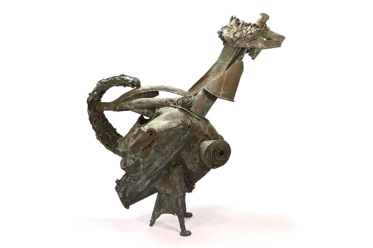Monumental Copper Brutalist Sculpture 'Chanticleer' by Fred Holschuh For Sale 1