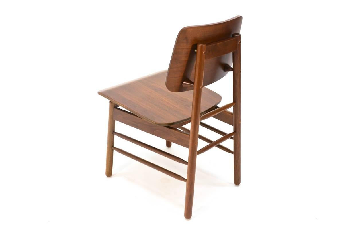 20th Century Set of Four Walnut Dining Chairs by Greta Grossman
