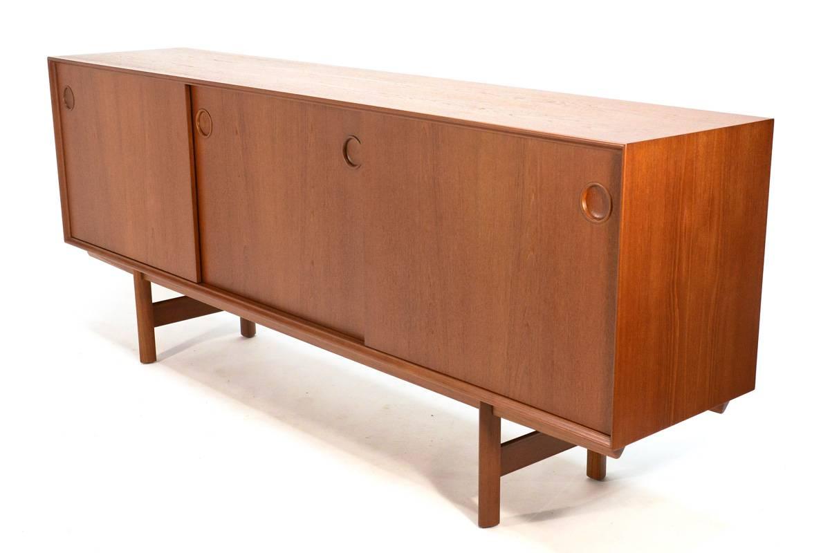 Large Teak Credenza by Fredrik Kayser for Gustav Bahus In Excellent Condition In Long Beach, CA