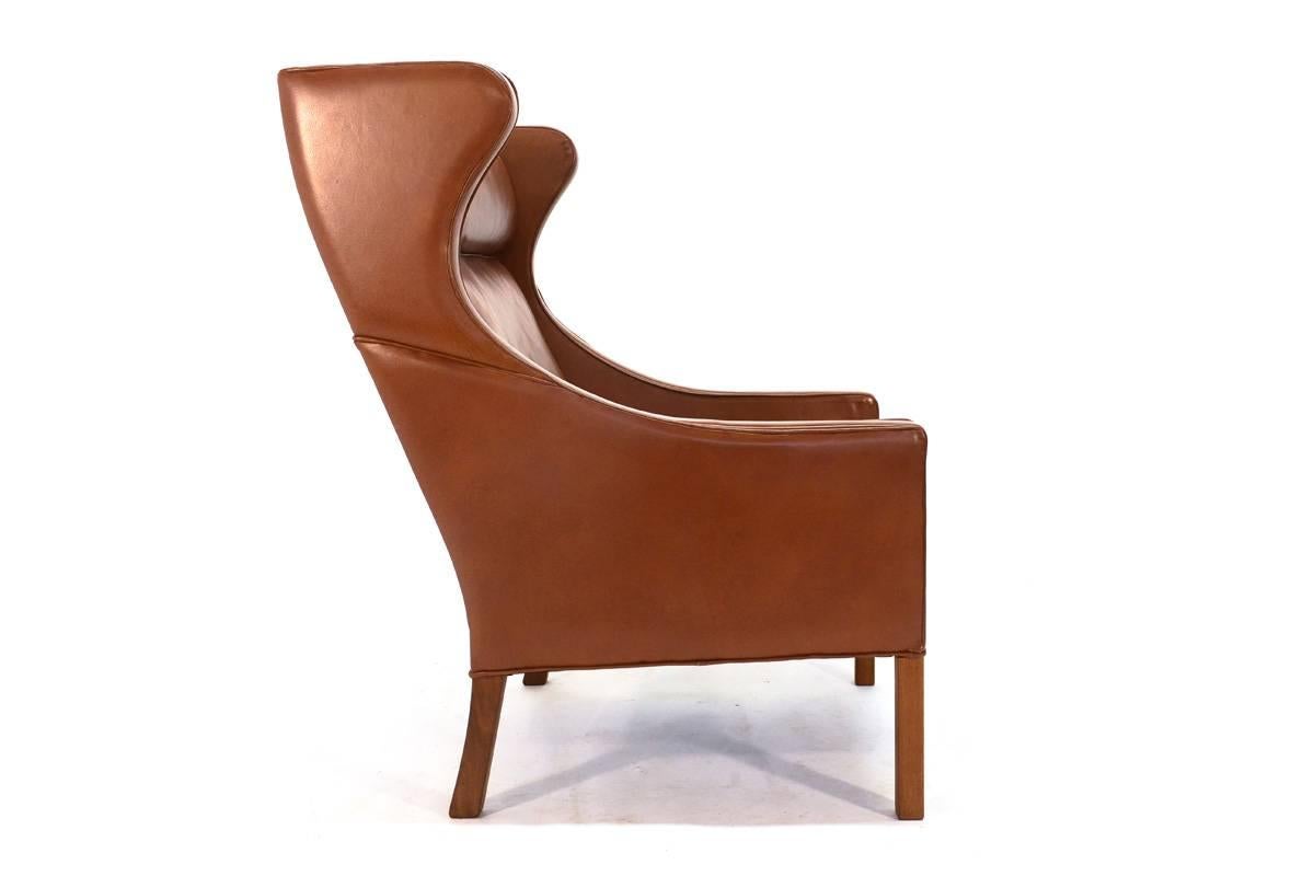 Leather Wingback by Børge Mogensen In Good Condition In Long Beach, CA