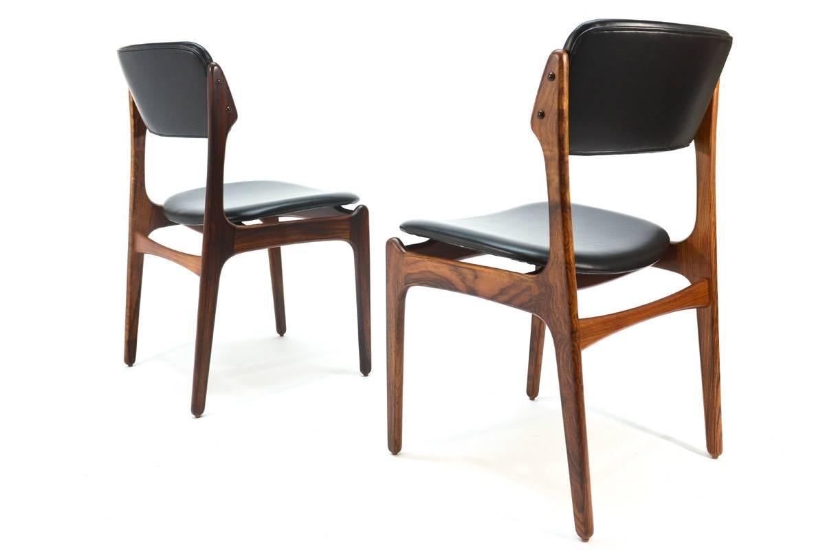 Set of Eight Erik Buck Model 49 Rosewood Dining Chairs In Excellent Condition In Long Beach, CA