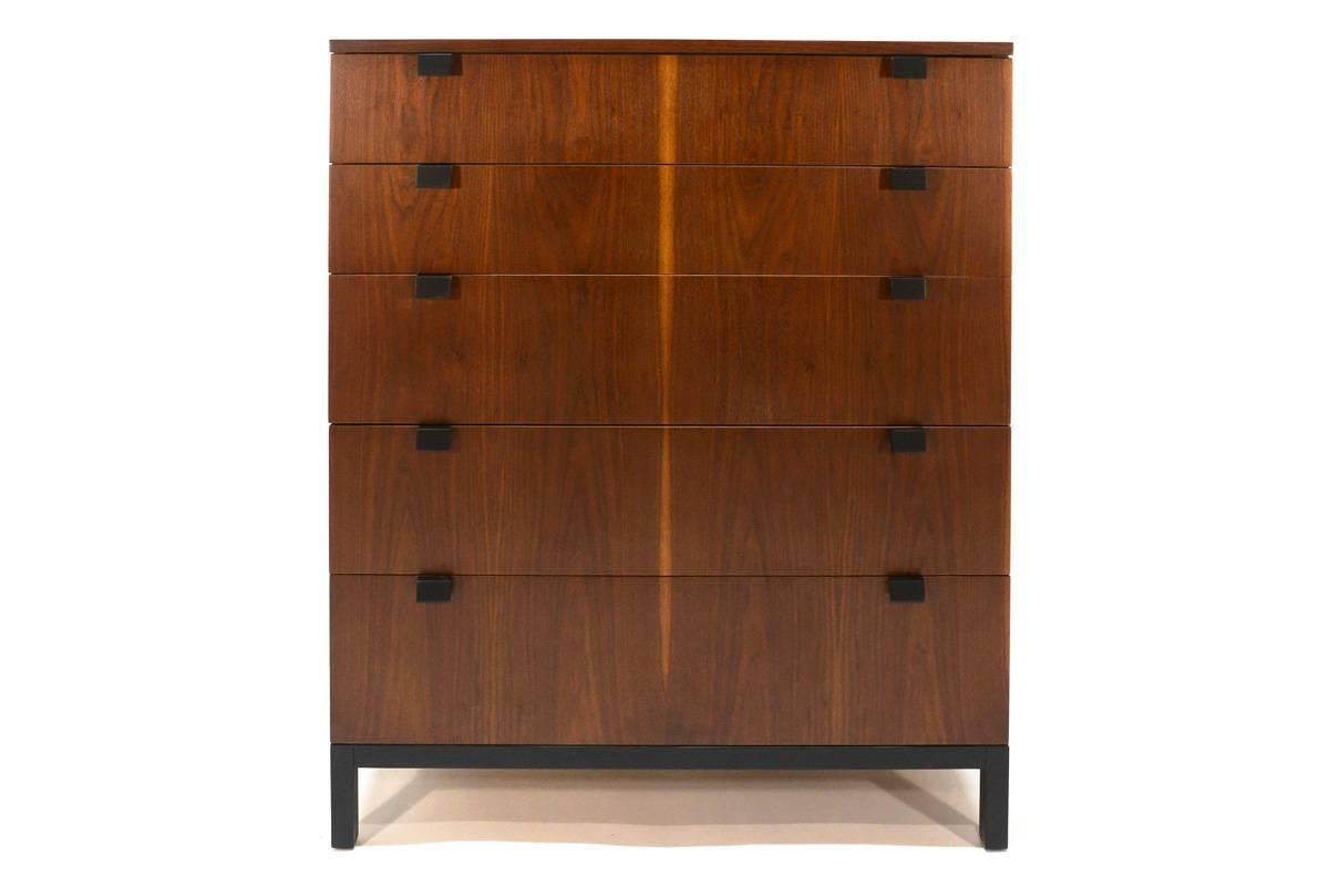 Pair of Tall Walnut Dressers by Kipp Stewart for Directional In Excellent Condition In Long Beach, CA