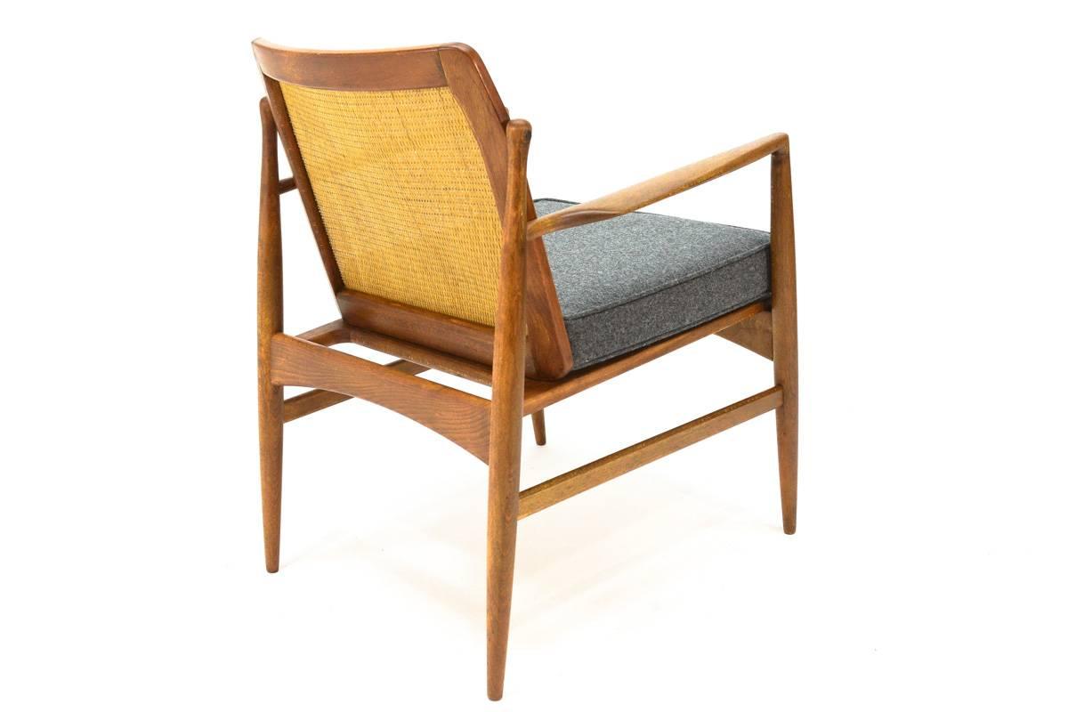 Cane Back Armchair by Kofod Larsen for Selig In Excellent Condition In Long Beach, CA