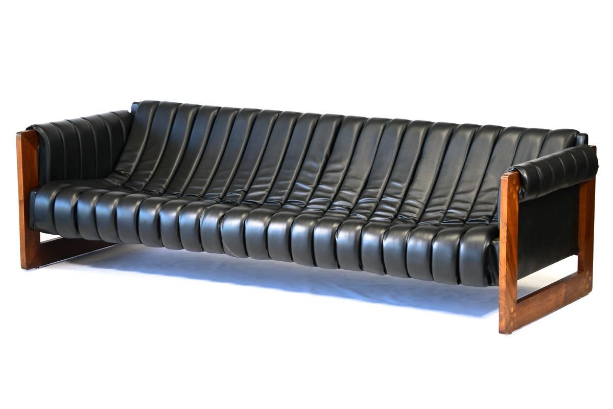 20th Century Channel Tufted Sling Sofa and Lounge Chair