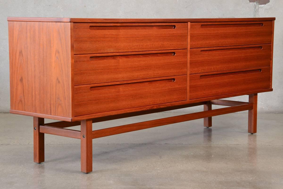 Long Teak Dresser by Nils Jonsson for HJN Mobler In Good Condition In Long Beach, CA