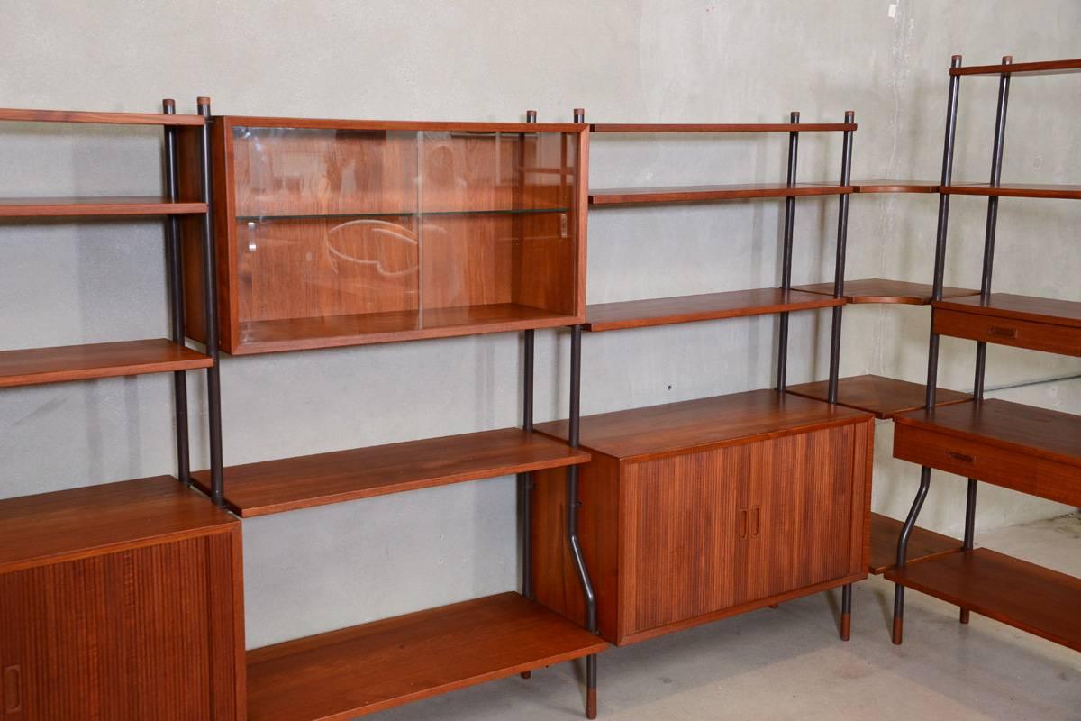 Six Section Teak Wall or Room Divider Unit by Lyby Mobler In Good Condition In Long Beach, CA