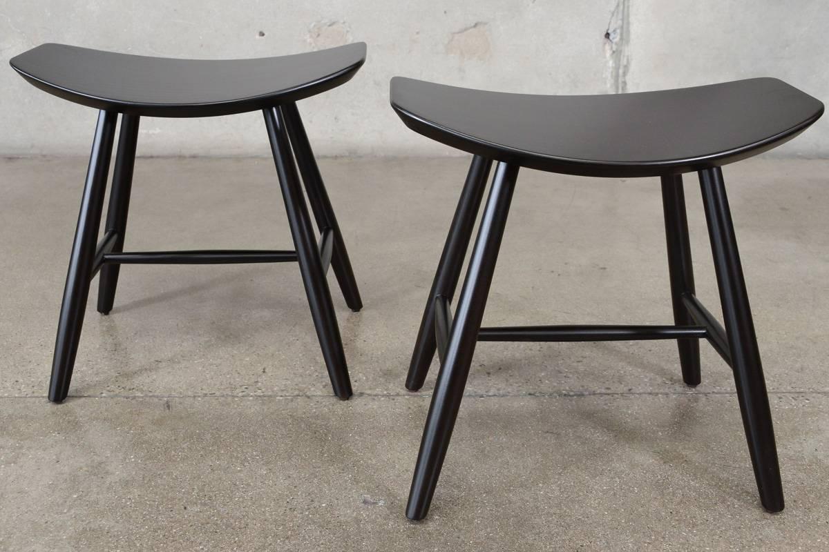 Pair of J63 Stools by Ejvind Johansson for FDB Mobler In Good Condition In Long Beach, CA