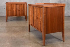 Pair of Sculptural Walnut Nightstands