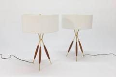 Pair of Gerald Thurston Tripod Table Lamps