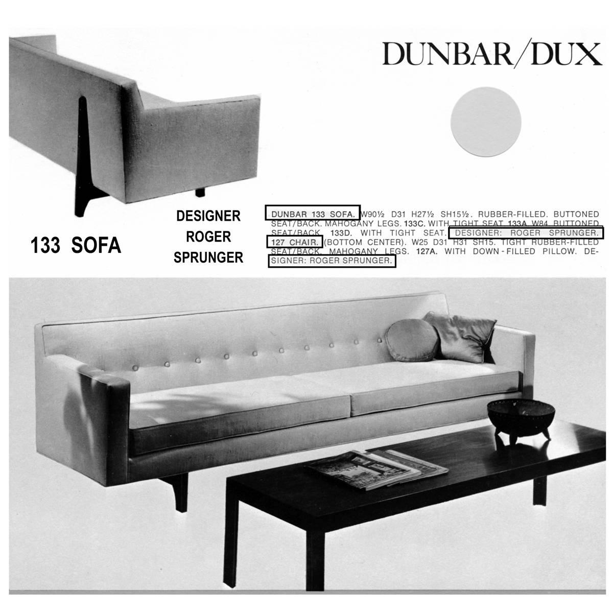 Bracket Back Sofa by Roger Sprunger for Dunbar 4
