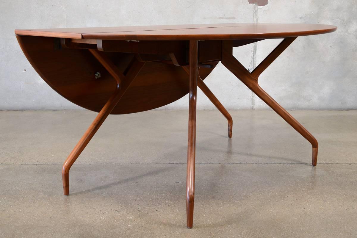 Drop Leaf Walnut Dining Table by Ed Frank for Glenn of California In Excellent Condition In Long Beach, CA