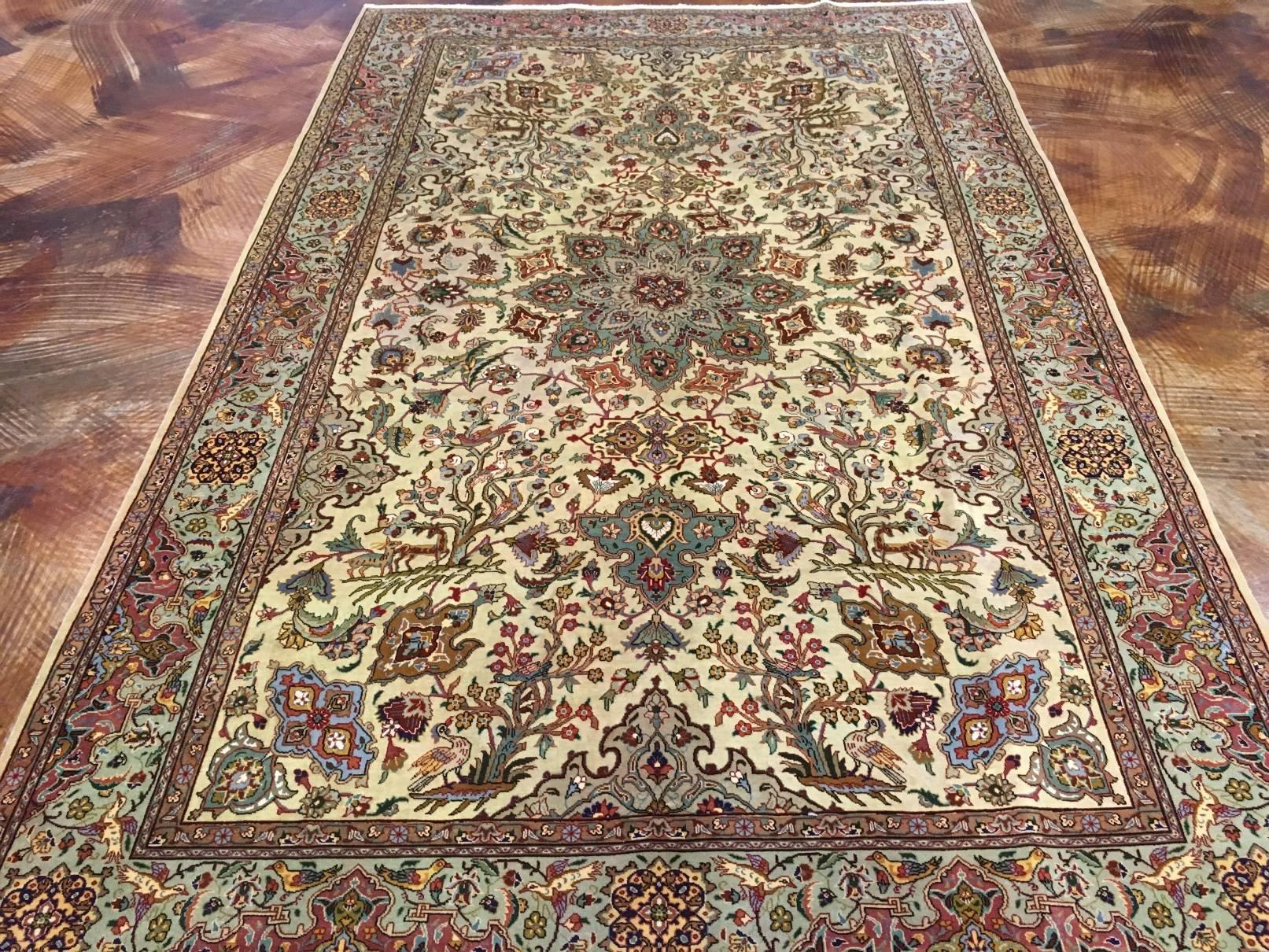 Hand-Woven Persian Tabriz Masters 20th Century Oriental Rug For Sale