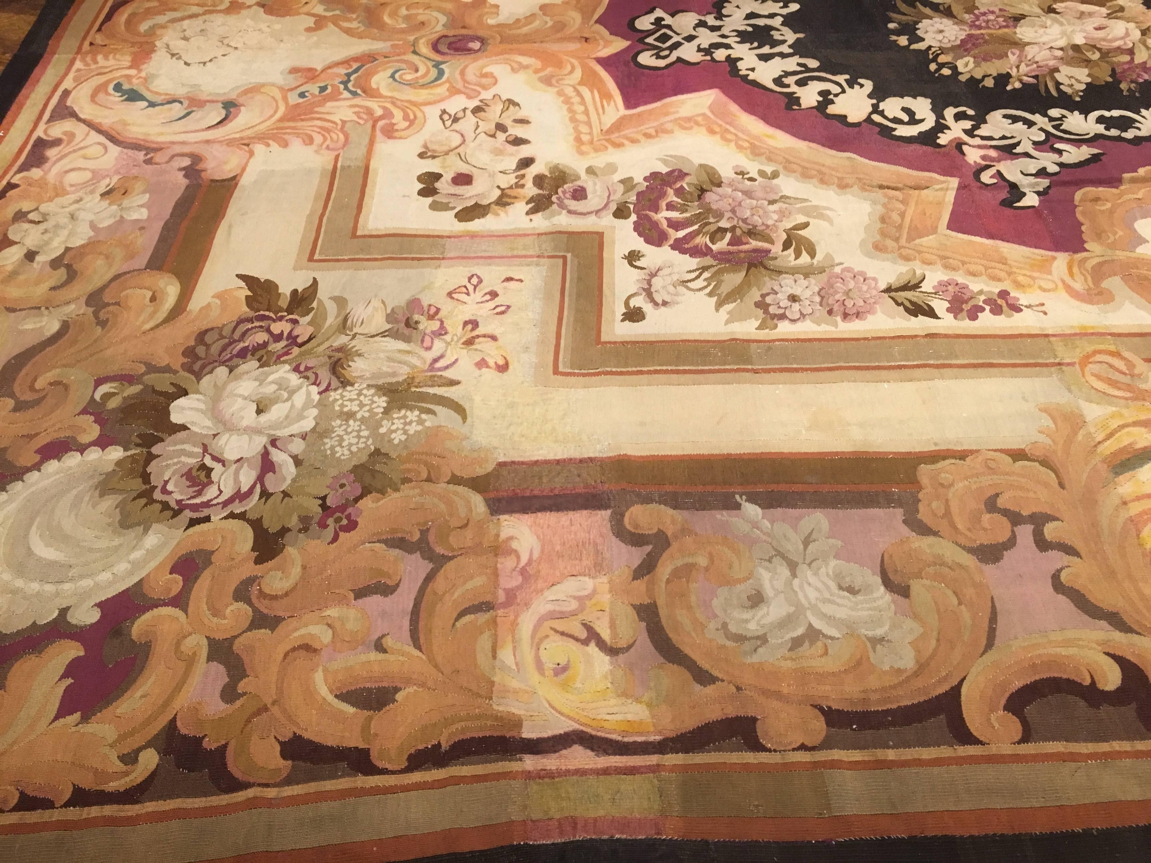 French 18th Century Aubusson Carpet Louis XV For Sale