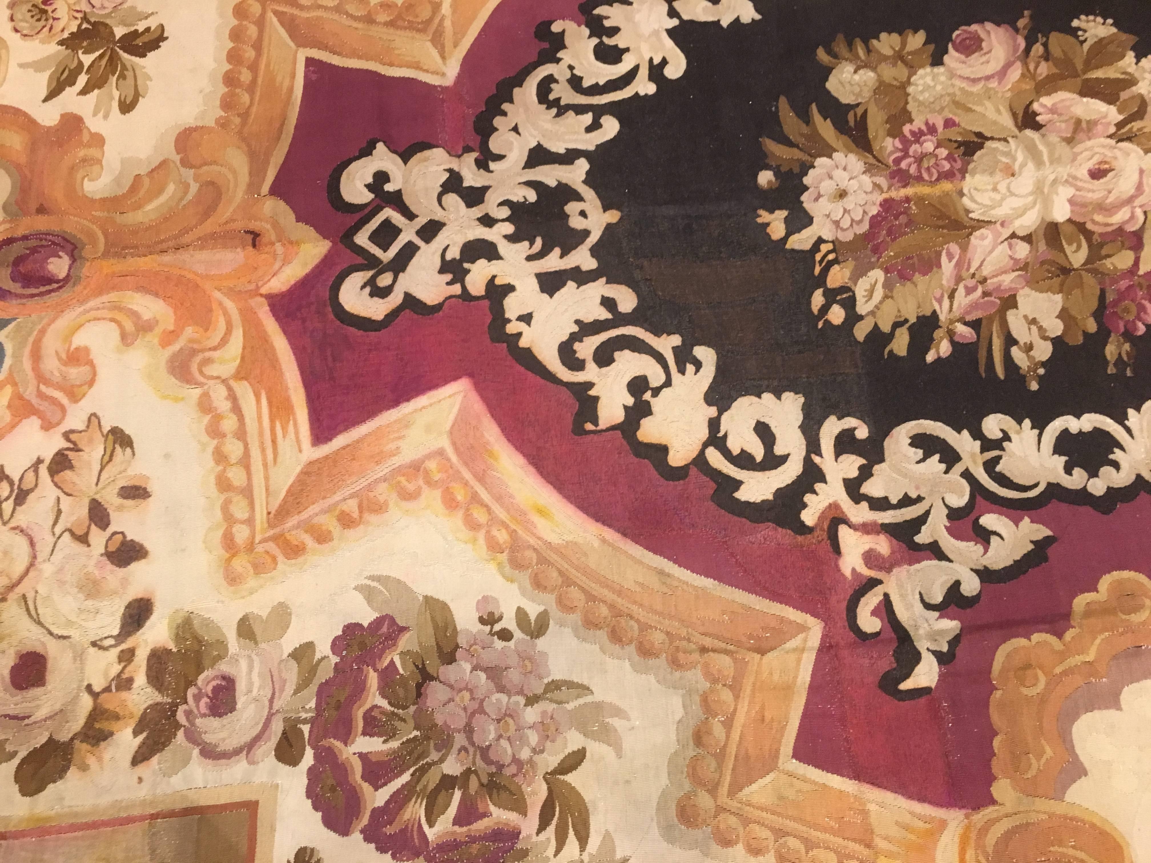 Hand-Woven 18th Century Aubusson Carpet Louis XV For Sale