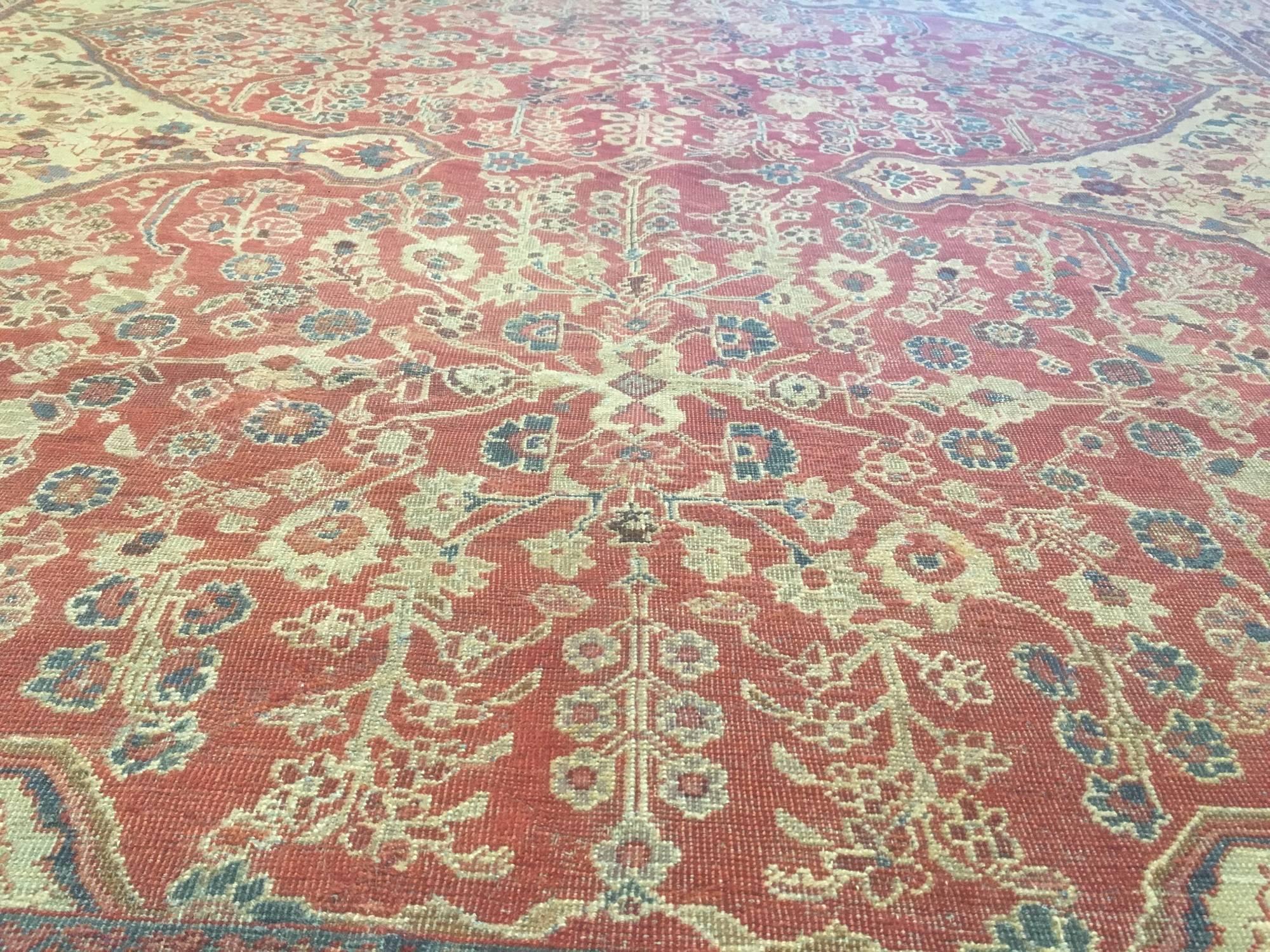 Wool Persian Sultanabad, Late 19th Century Oriental Rug For Sale