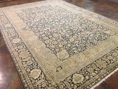 Kashan Mohtashem Oriental Rug, Late 19th Century Medium Blue Beauty