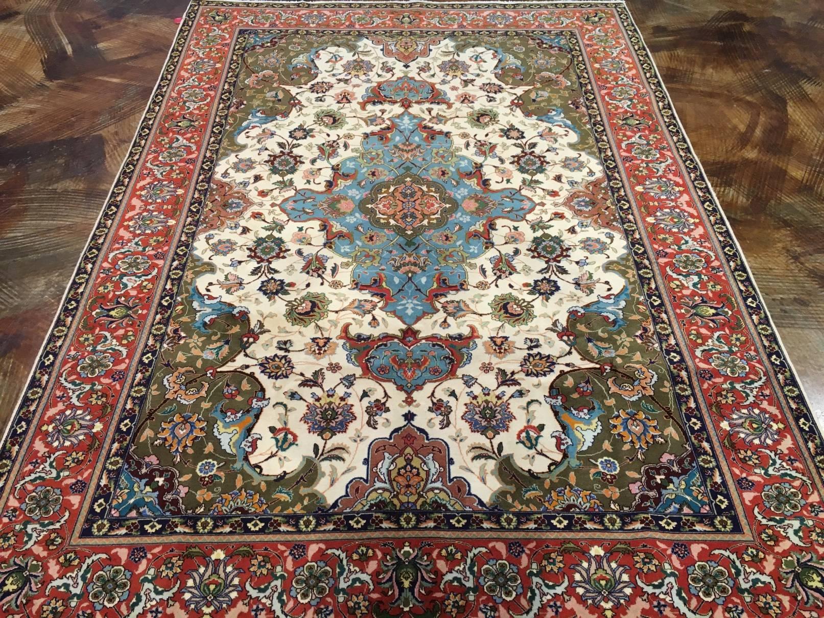 Hand-Woven Persian Tabriz Master Piece 20th Century Oriental Rug For Sale