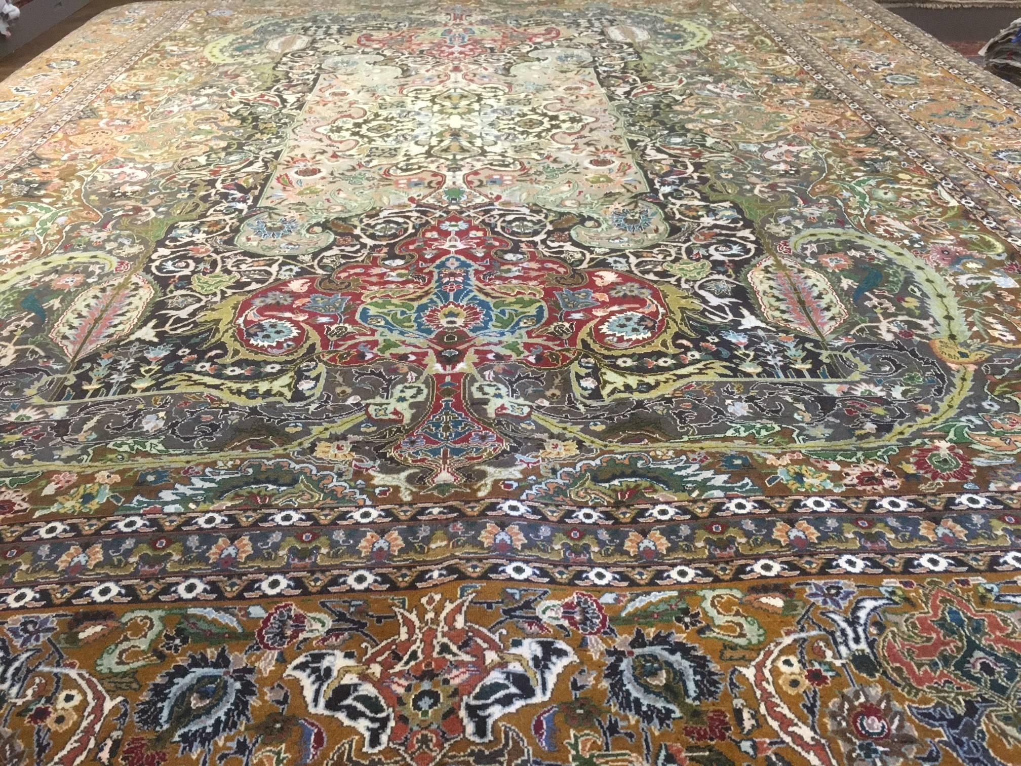 Wool Persian Tabriz 20th Century Oriental Masterpiece Rug For Sale