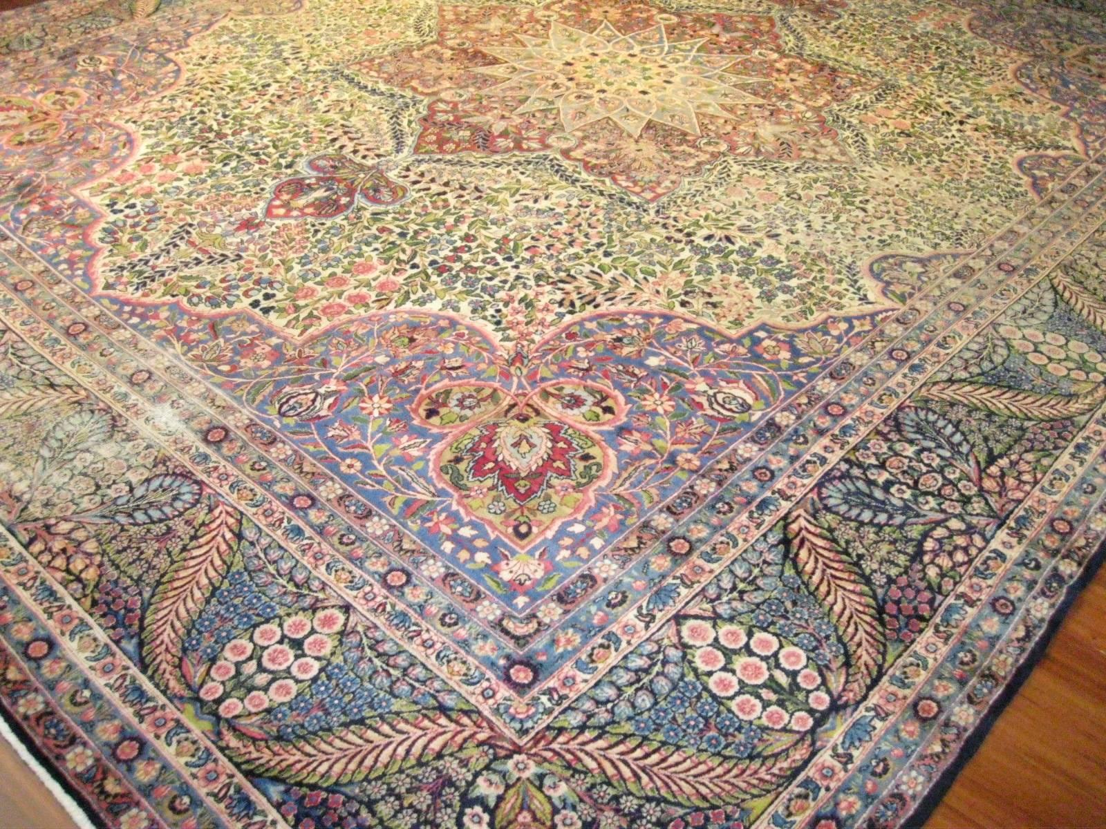 Hand-Knotted Persian Kerman Lavar First Quarter of the 20th Century Oriental Rug For Sale